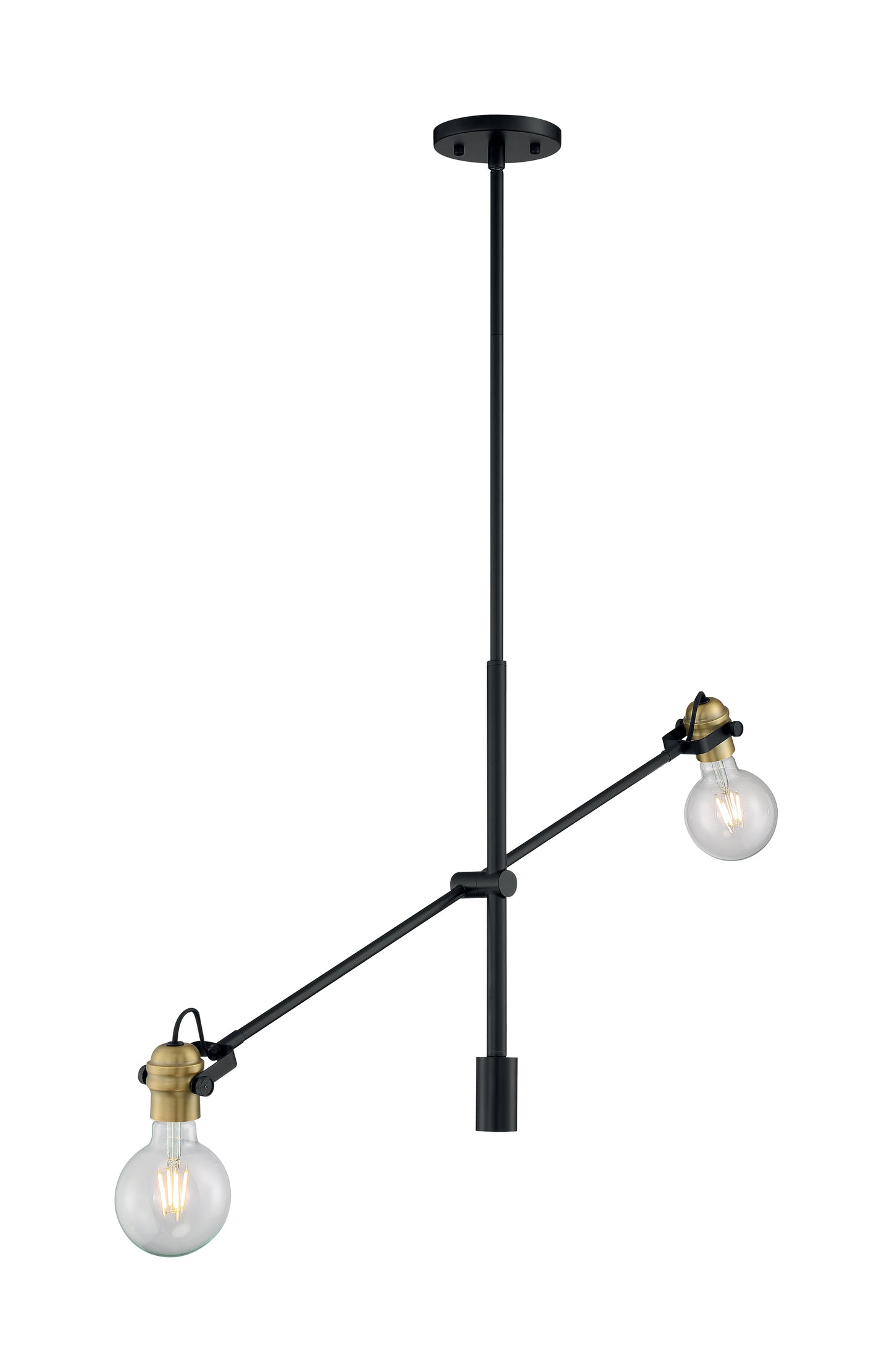 Mantra - 2 Light Pendant with- Black and Brass Accents Finish