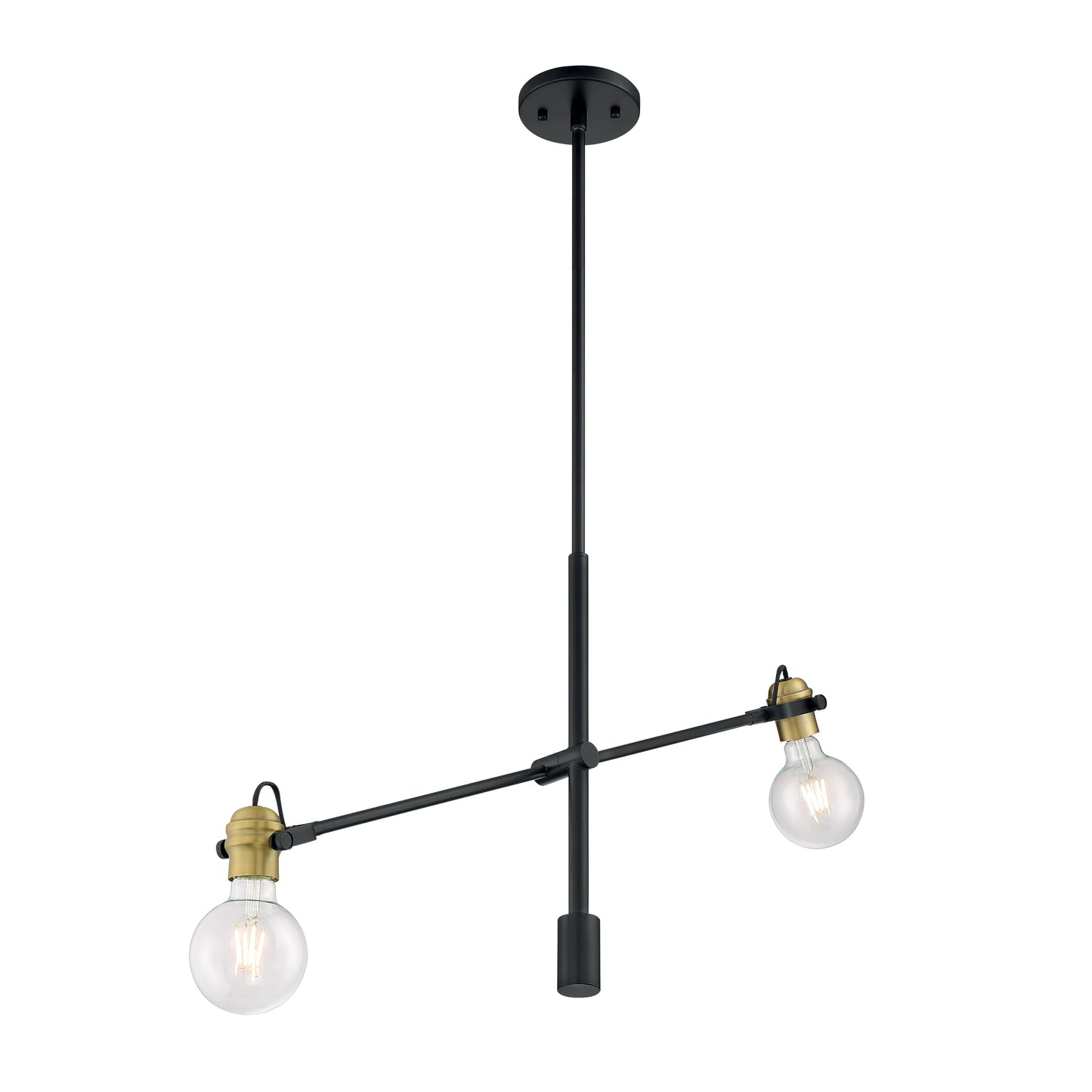 Mantra - 2 Light Pendant with- Black and Brass Accents Finish