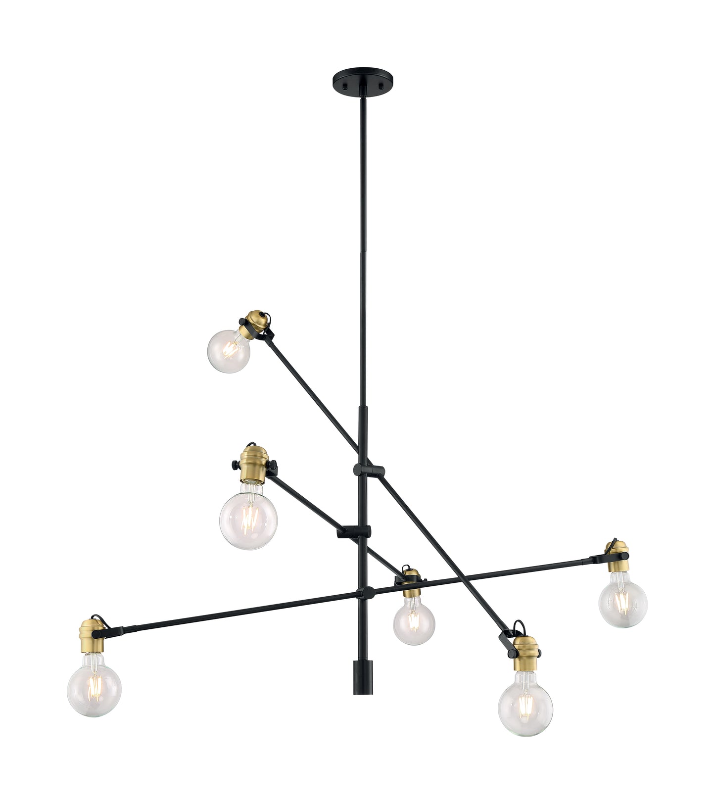 Mantra - 6 Light Pendant with- Black and Brass Accents Finish