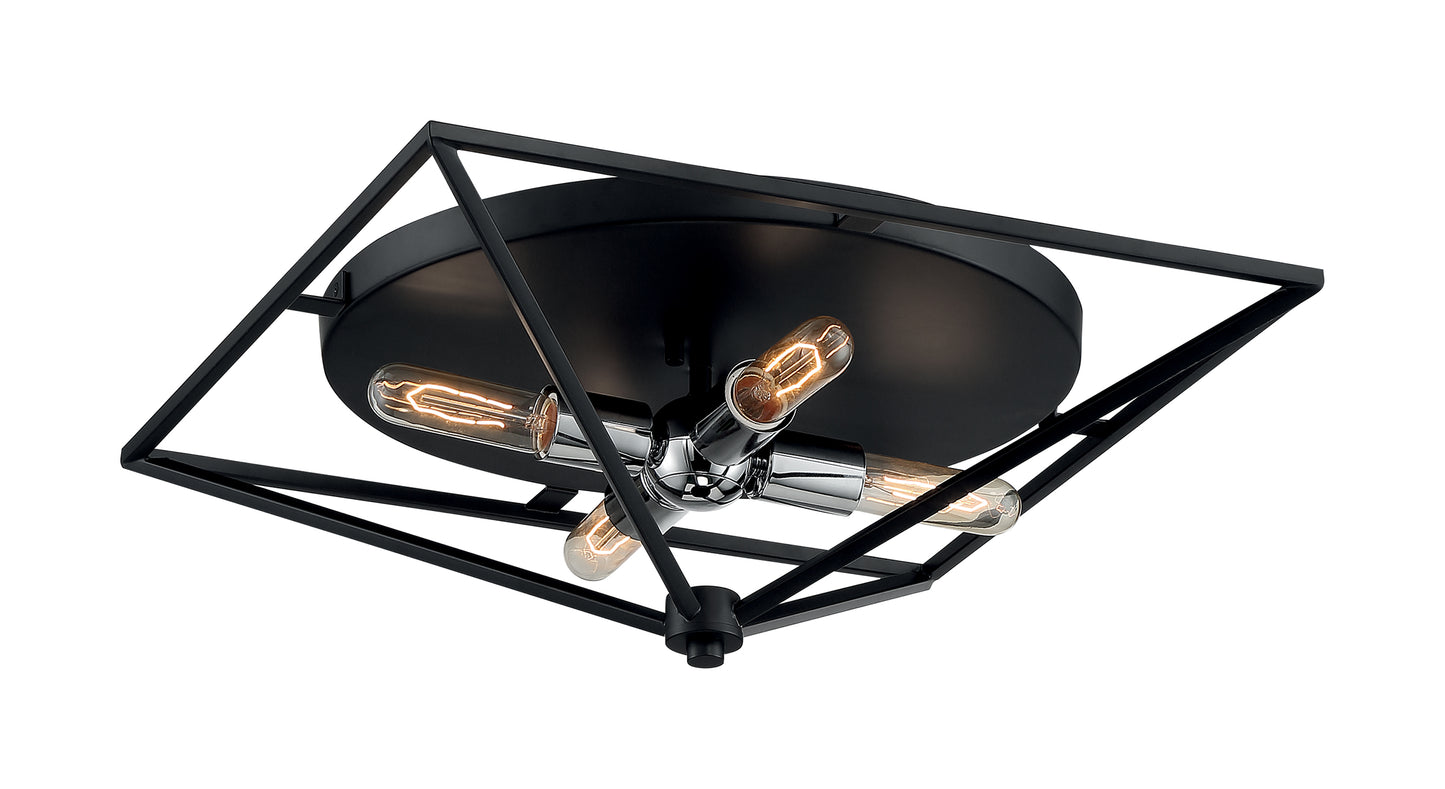 Legend - 4 Light Small Flush Mount with Black and Polished Nickel Finish