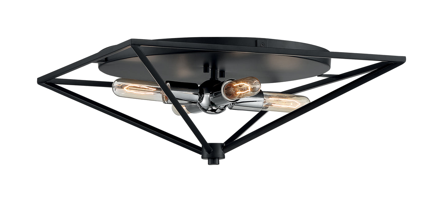 Legend - 4 Light Small Flush Mount with Black and Polished Nickel Finish