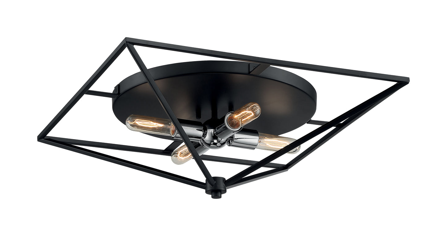 Legend - 4 Light Large Flush Mount with Black and Polished Nickel Finish