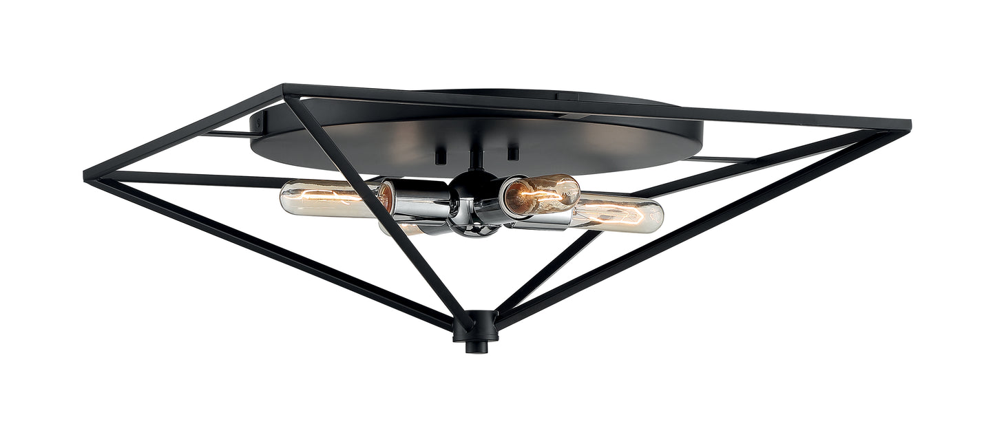 Legend - 4 Light Large Flush Mount with Black and Polished Nickel Finish