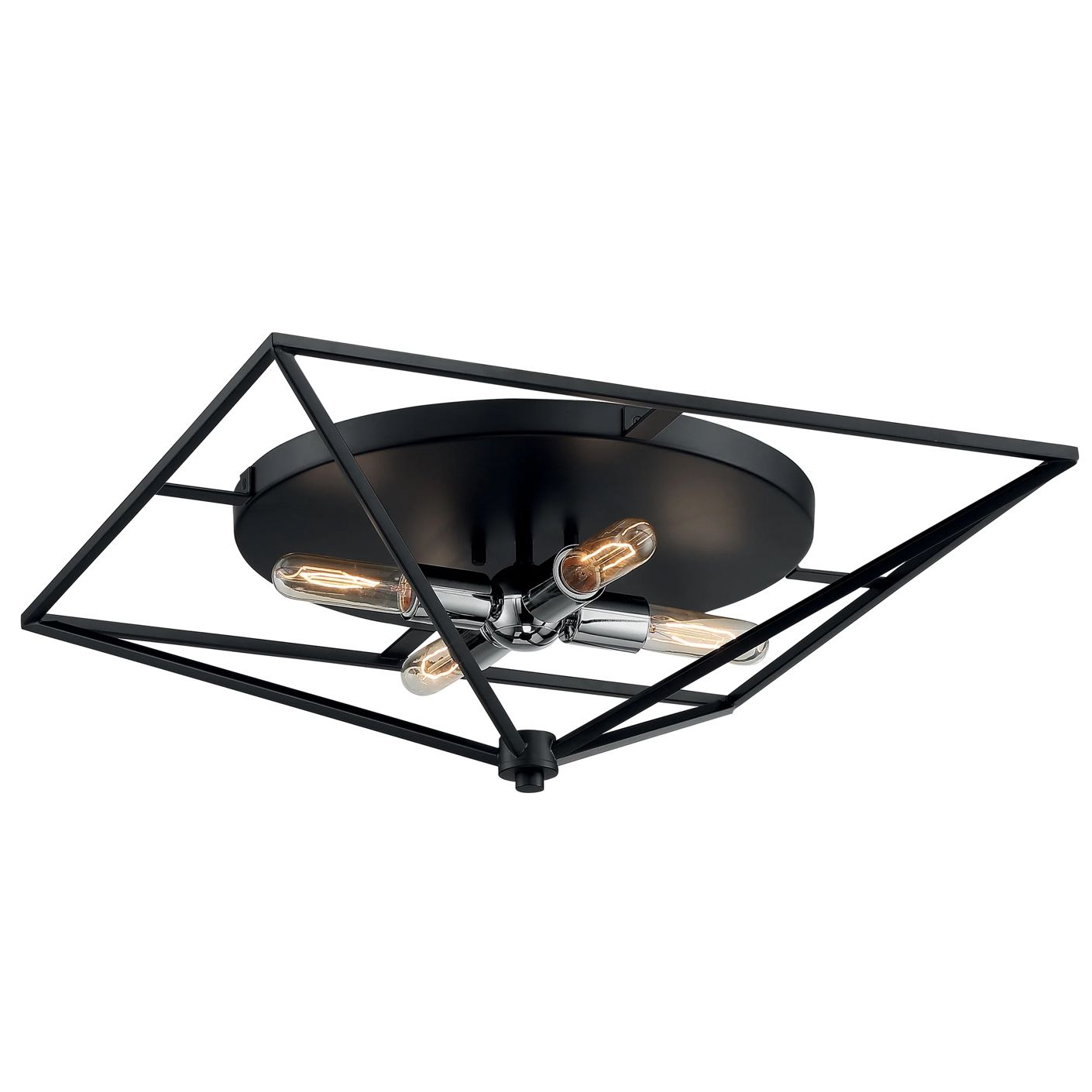 Legend - 4 Light Large Flush Mount with Black and Polished Nickel Finish