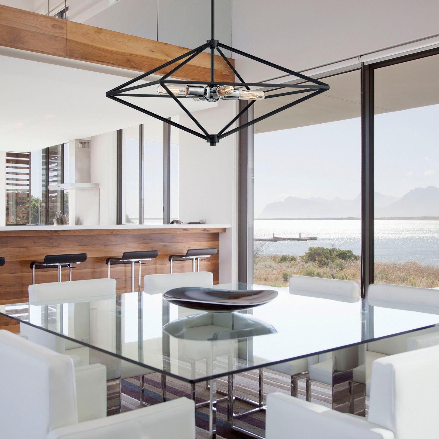 Legend - 4 Light Small Pendant with Black and Polished Nickel Finish