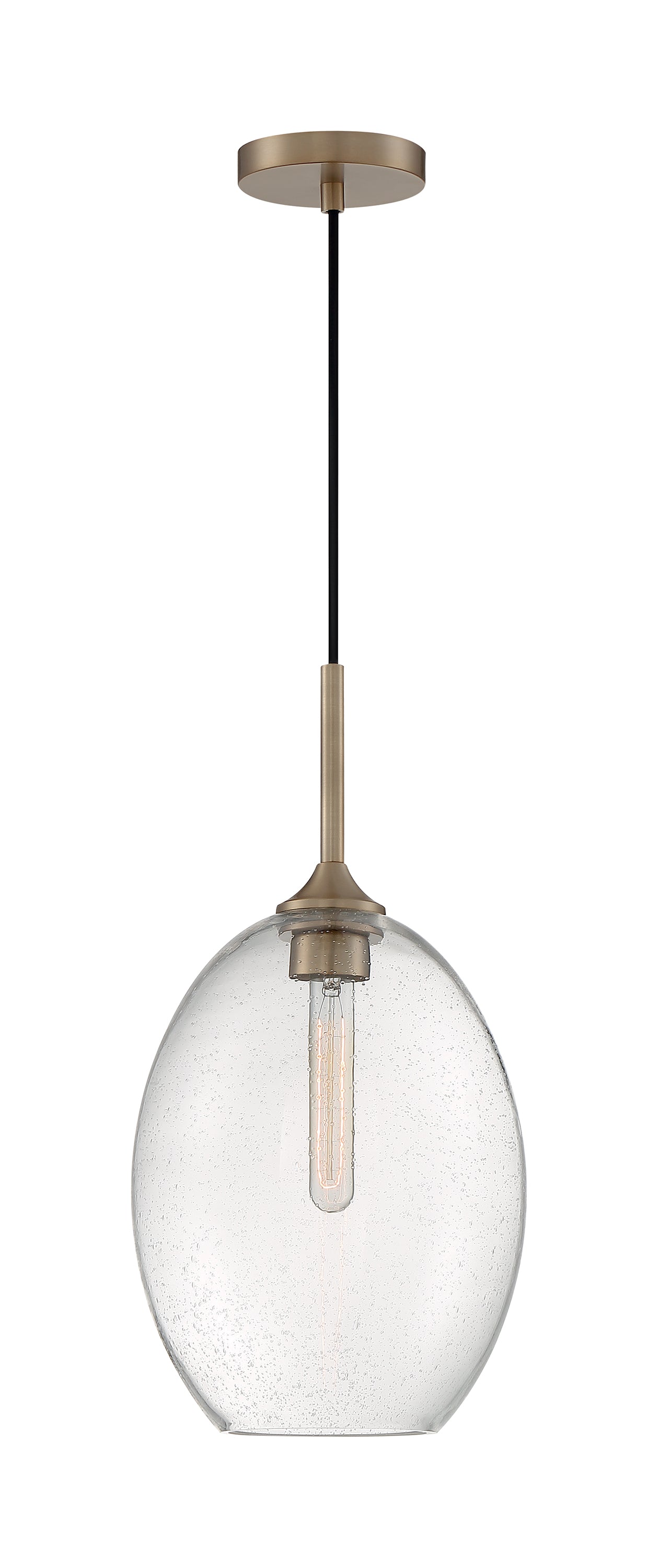 Aria - 1 Light Medium Pendant with Seeded Glass - Burnished Brass Finish