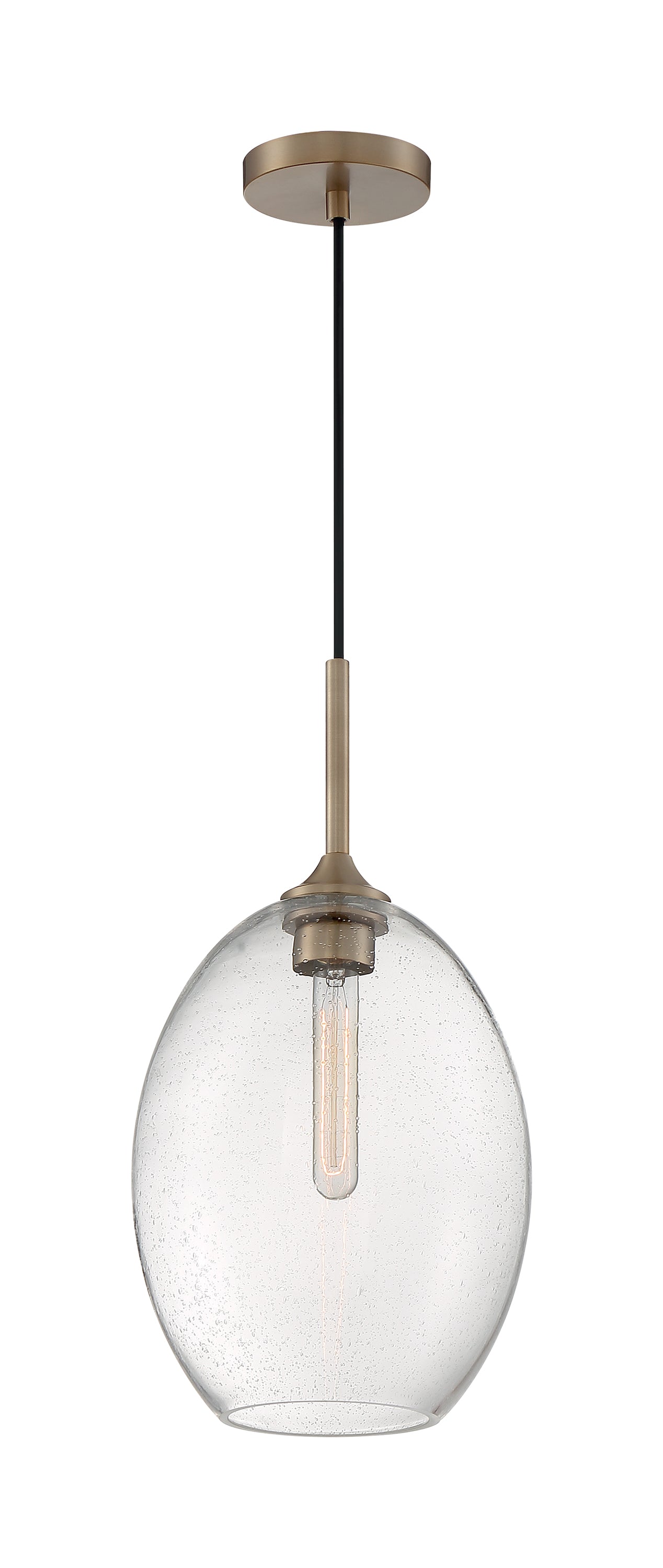 Aria - 1 Light Medium Pendant with Seeded Glass - Burnished Brass Finish