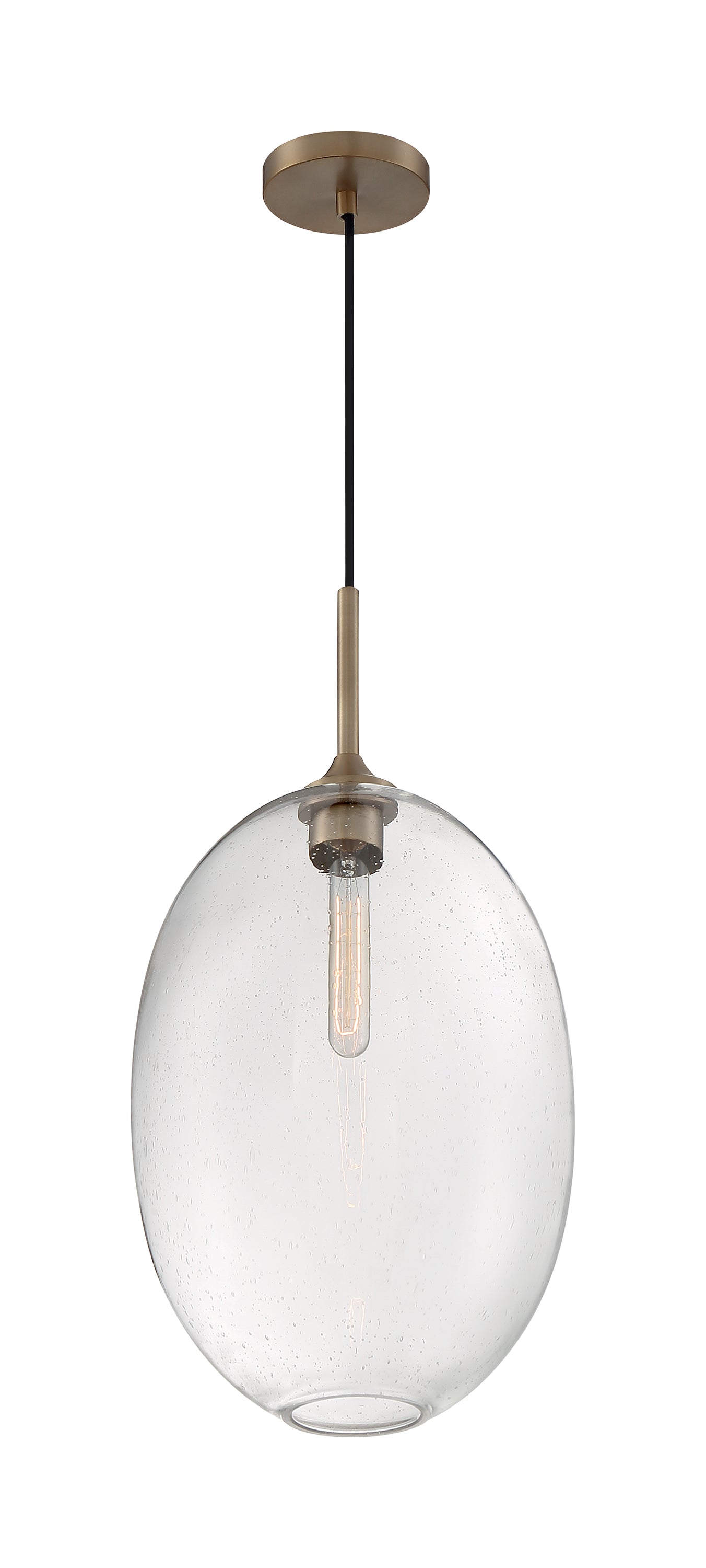 Aria - 1 Light Large Pendant with Seeded Glass - Burnished Brass Finish