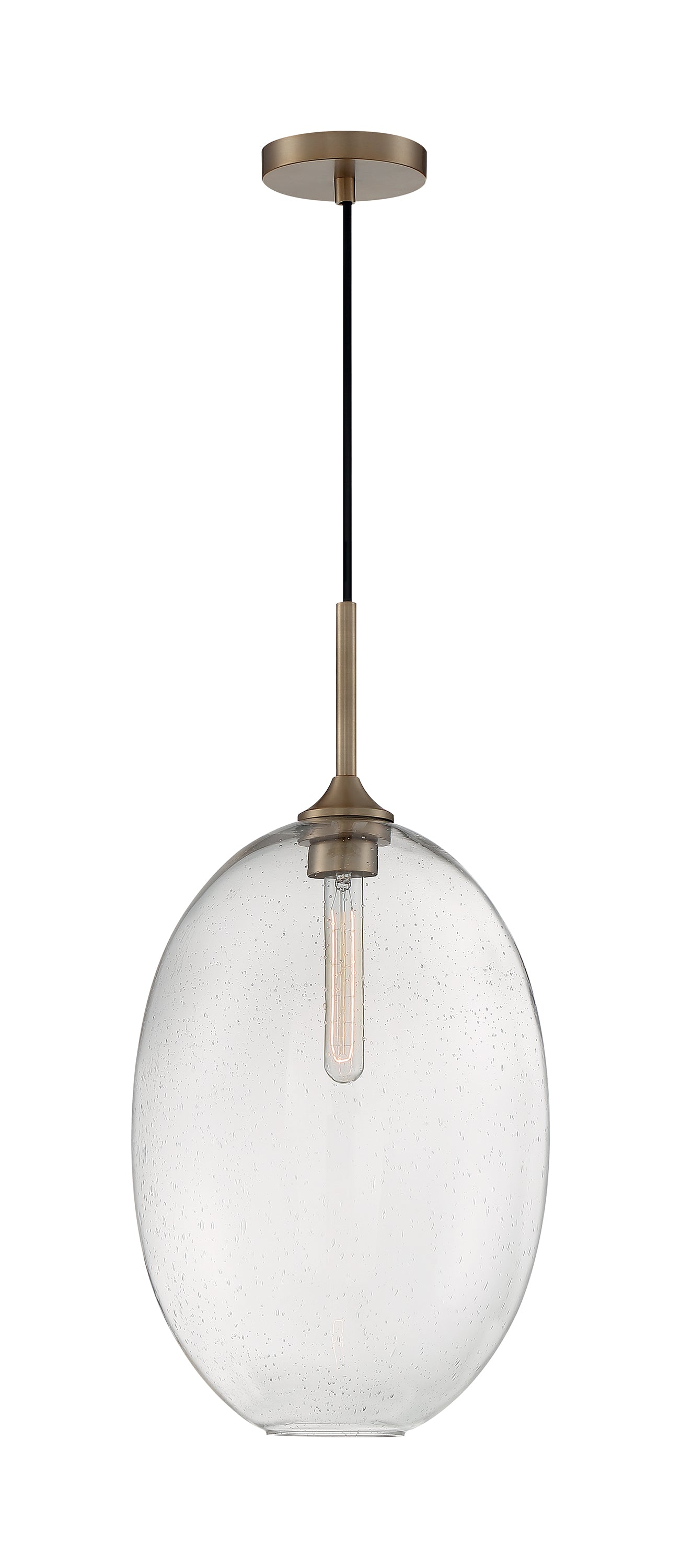 Aria - 1 Light Large Pendant with Seeded Glass - Burnished Brass Finish