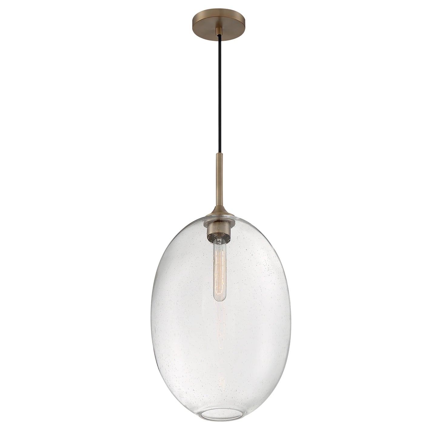 Aria - 1 Light Large Pendant with Seeded Glass - Burnished Brass Finish