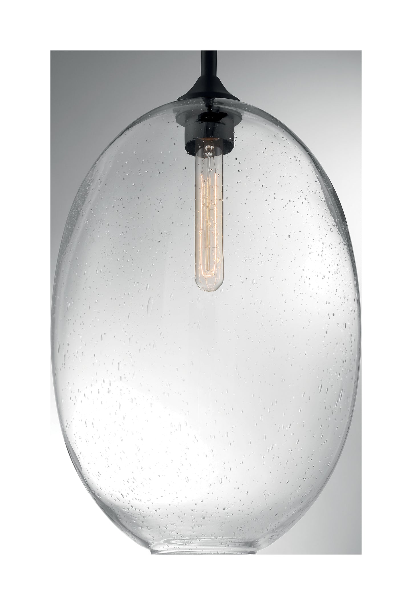 Aria - 1 Light Large Pendant with Seeded Glass - Matte Black Finish