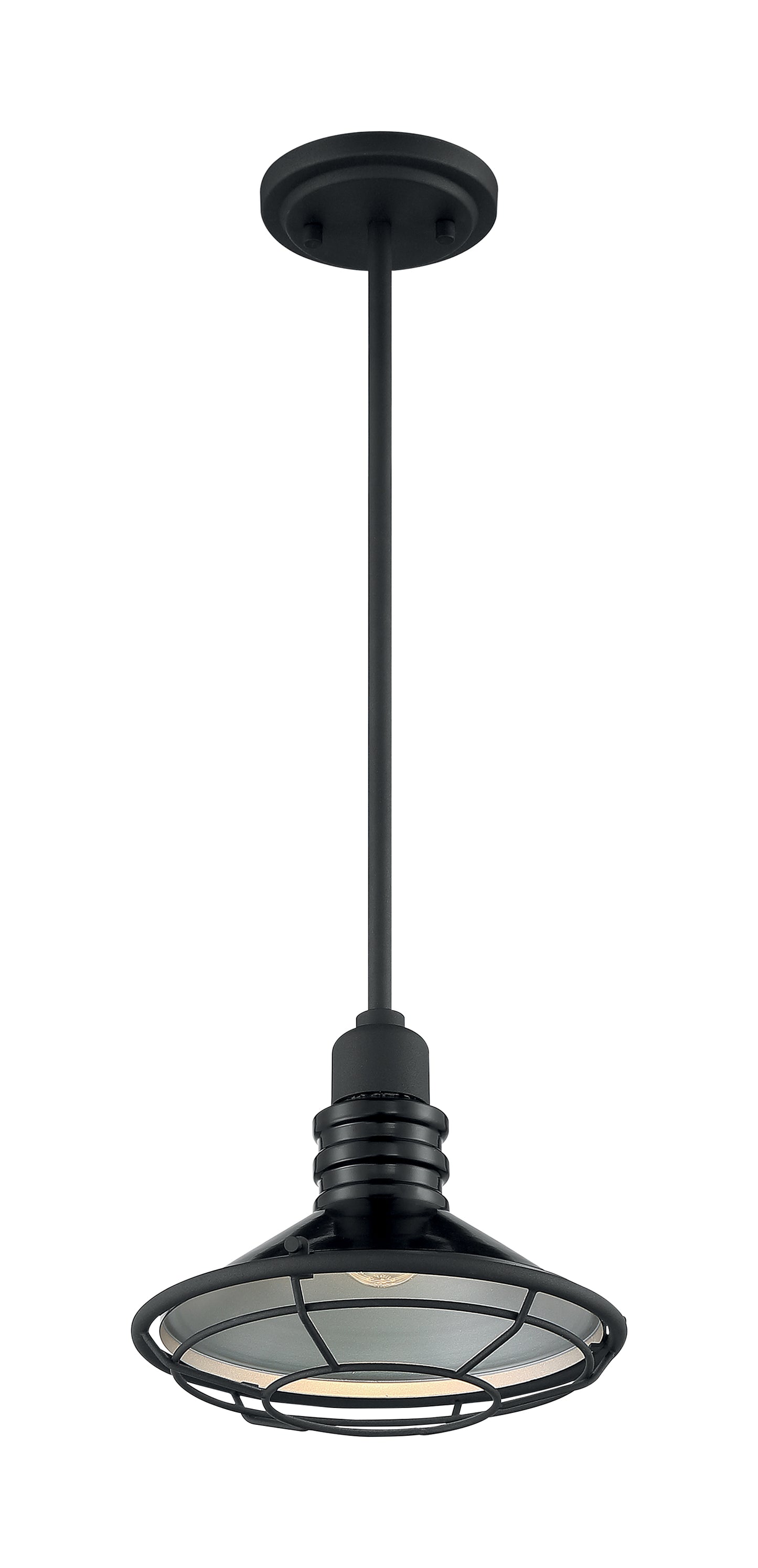 Blue Harbor - 1 Light Small Pendant with Black and Silver - Black Accents Finish