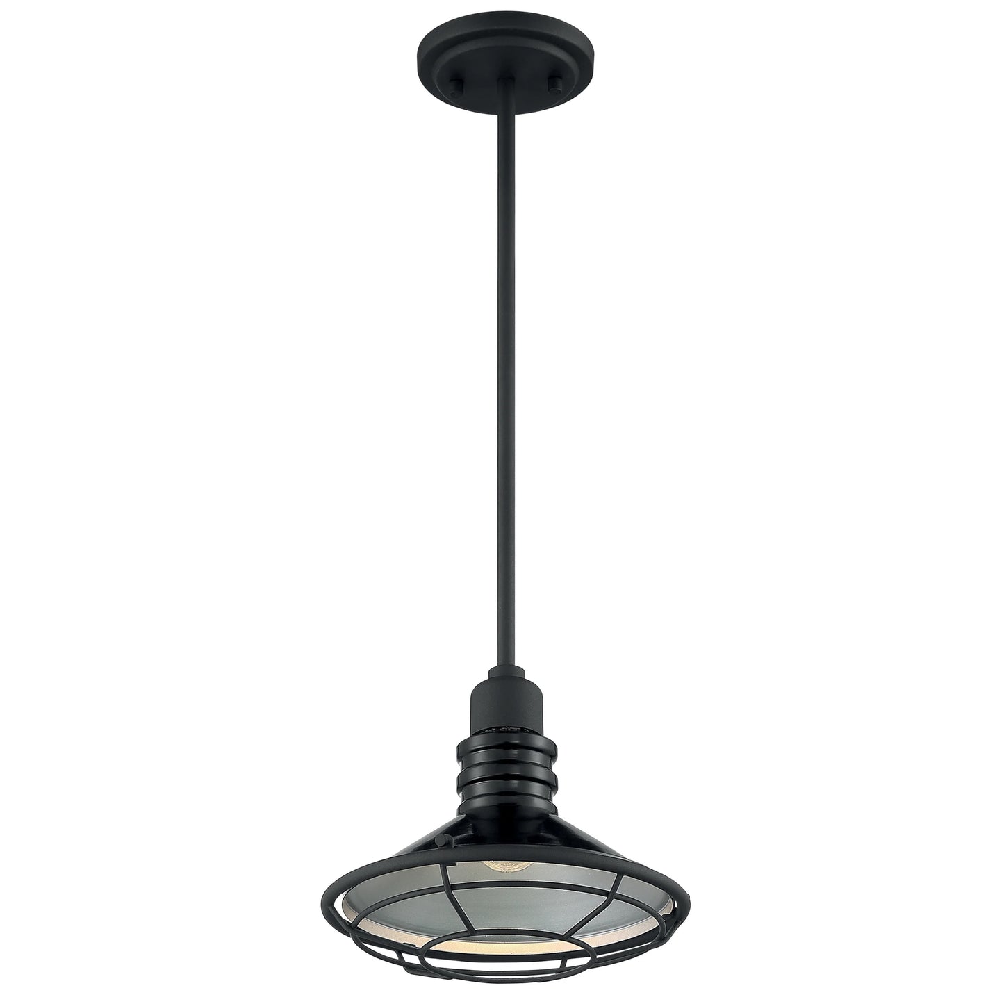 Blue Harbor - 1 Light Small Pendant with Black and Silver - Black Accents Finish