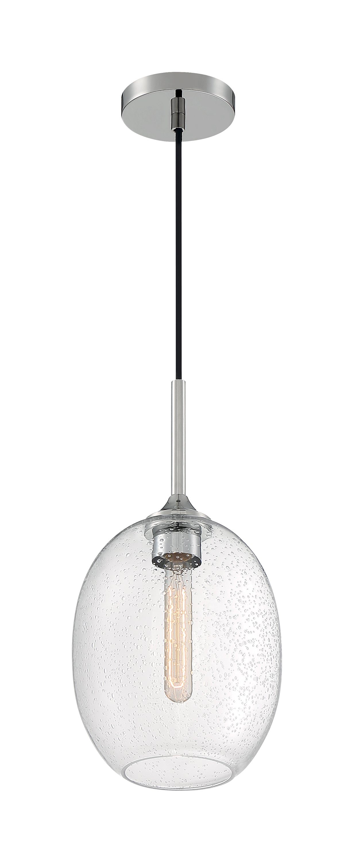 Aria - 1 Light Small Pendant with Seeded Glass - Polished Nickel Finish