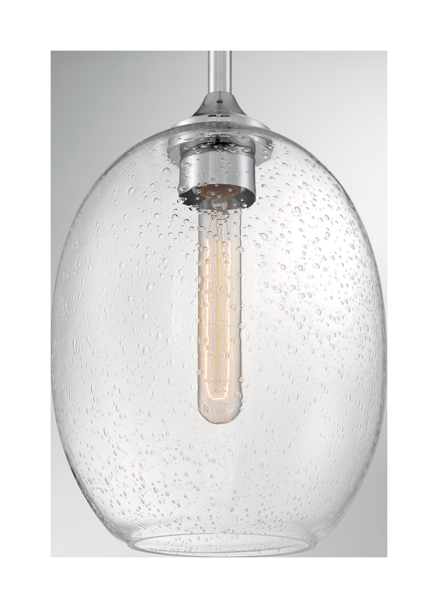 Aria - 1 Light Small Pendant with Seeded Glass - Polished Nickel Finish