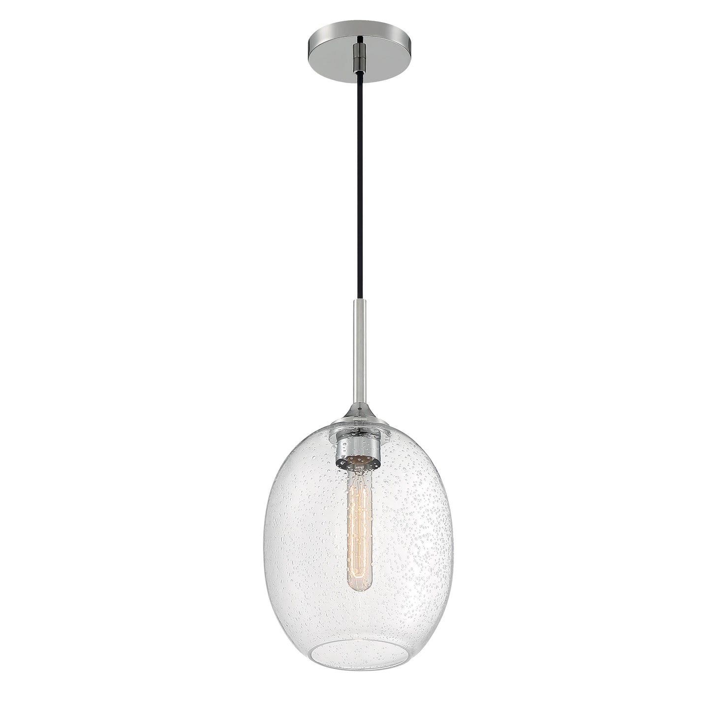 Aria - 1 Light Small Pendant with Seeded Glass - Polished Nickel Finish