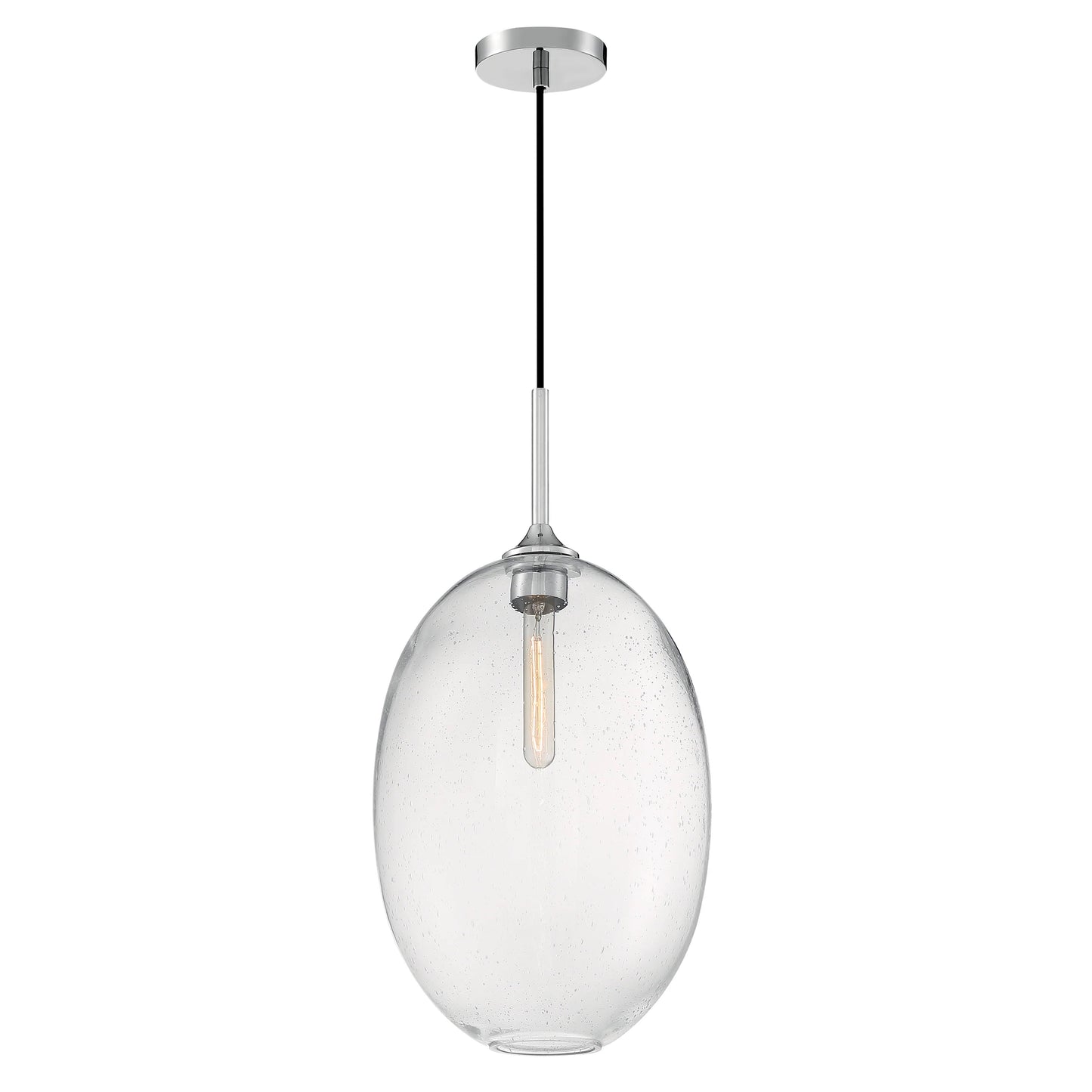 Aria - 1 Light Large Pendant with Seeded Glass - Polished Nickel Finish
