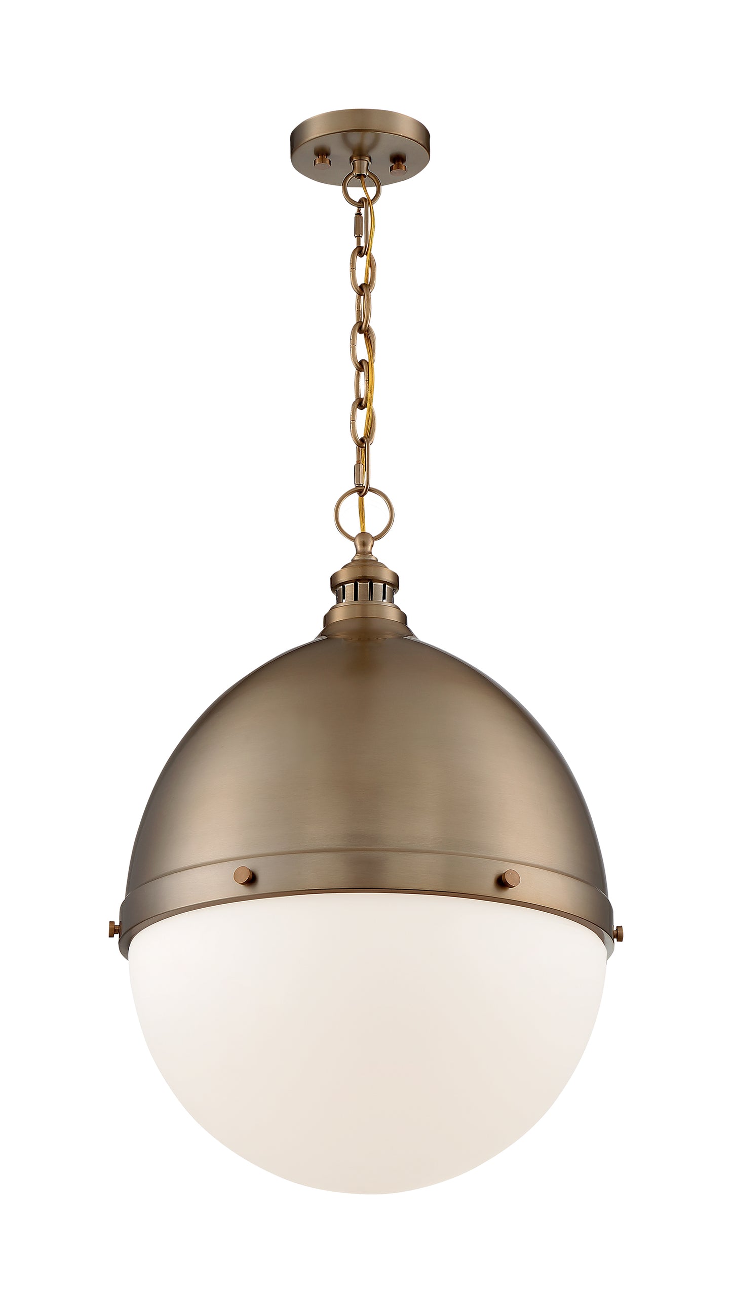 Ronan - 1 Light Pendant with Opal Glass - Burnished Brass Finish