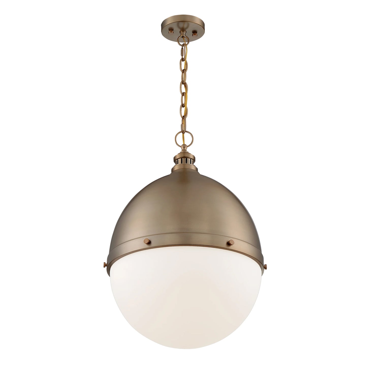 Ronan - 1 Light Pendant with Opal Glass - Burnished Brass Finish