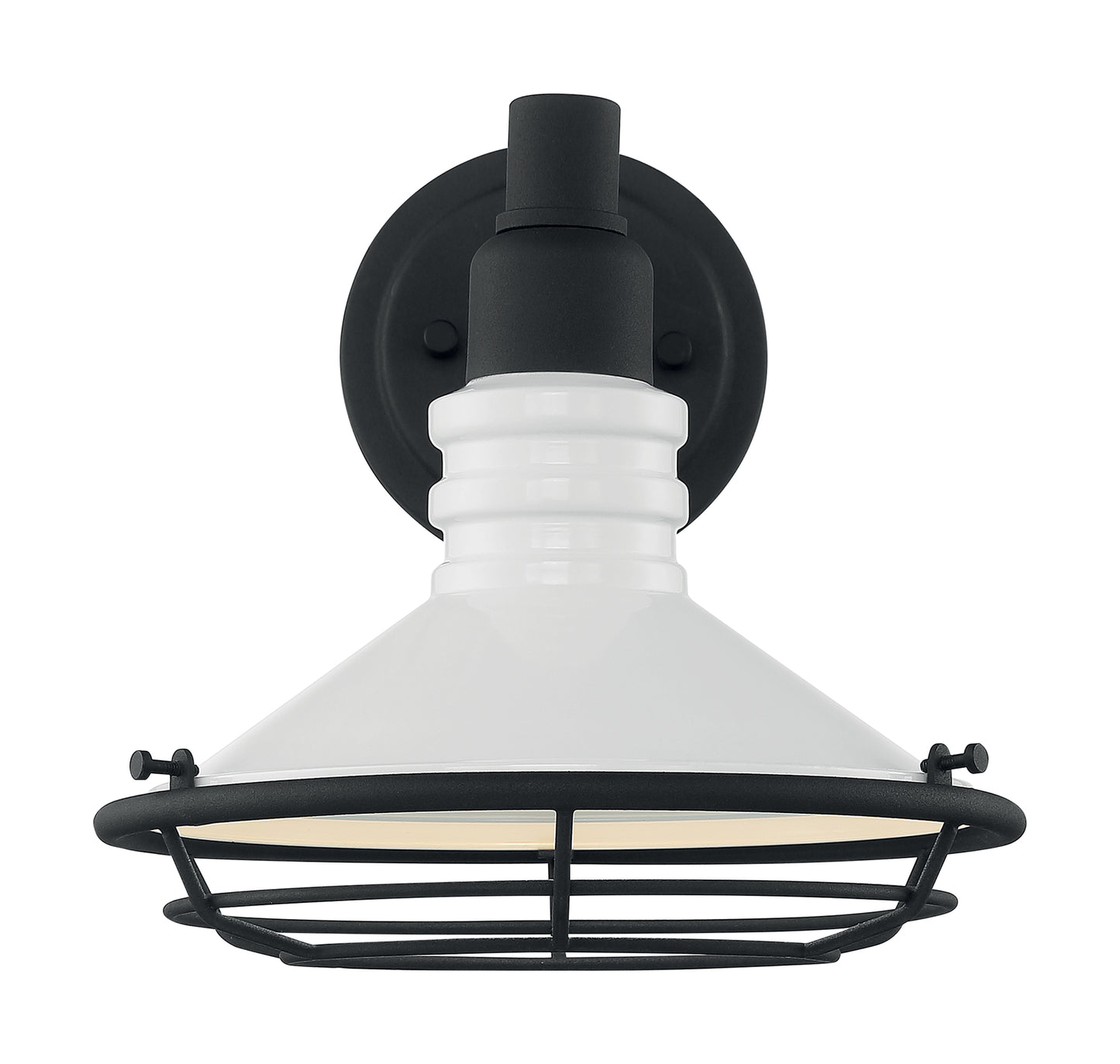 Blue Harbor - 1 Light Small Sconce with Gloss White - Textured Black Finish
