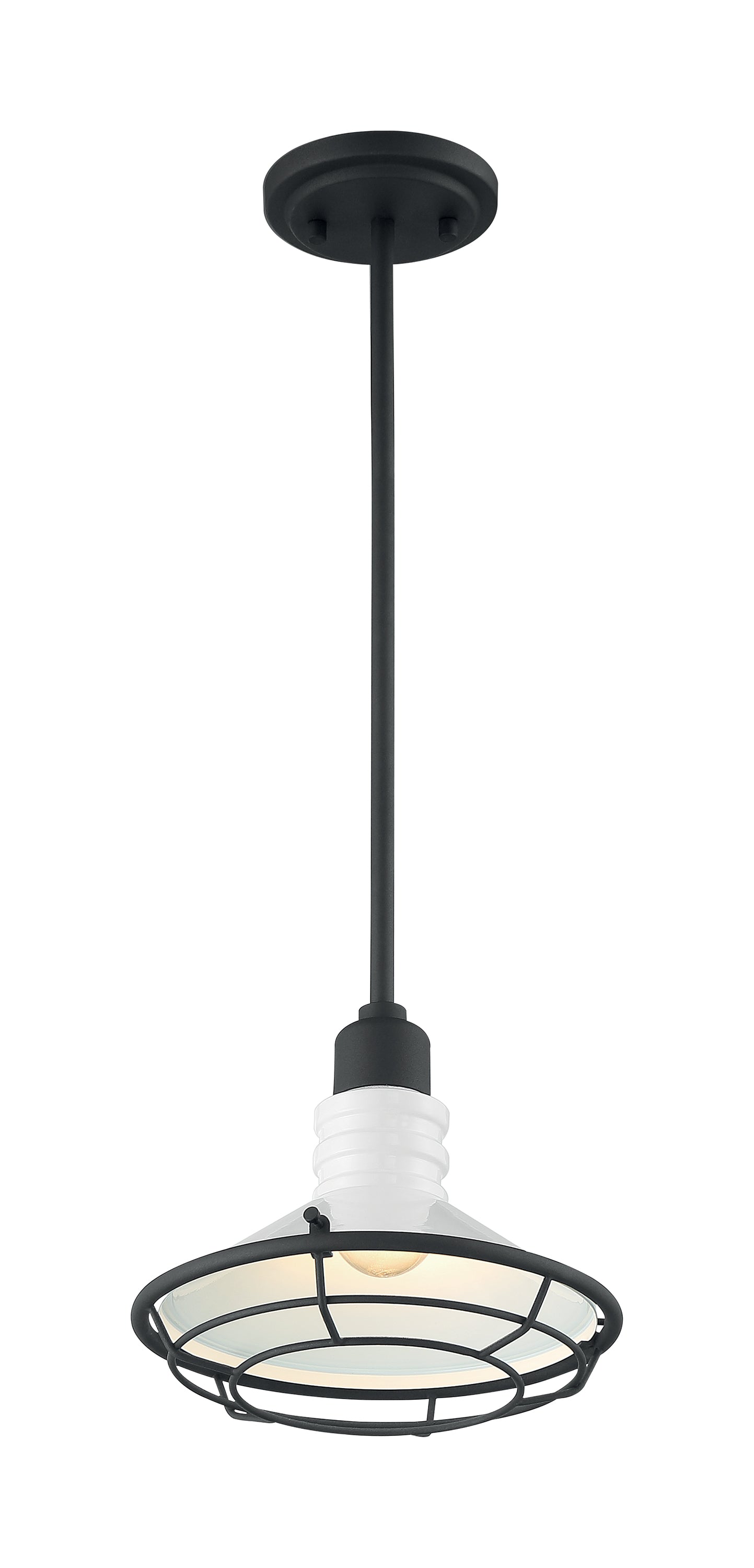 Blue Harbor - 1 Light Small Pendant with Gloss White - Black Accents Finish