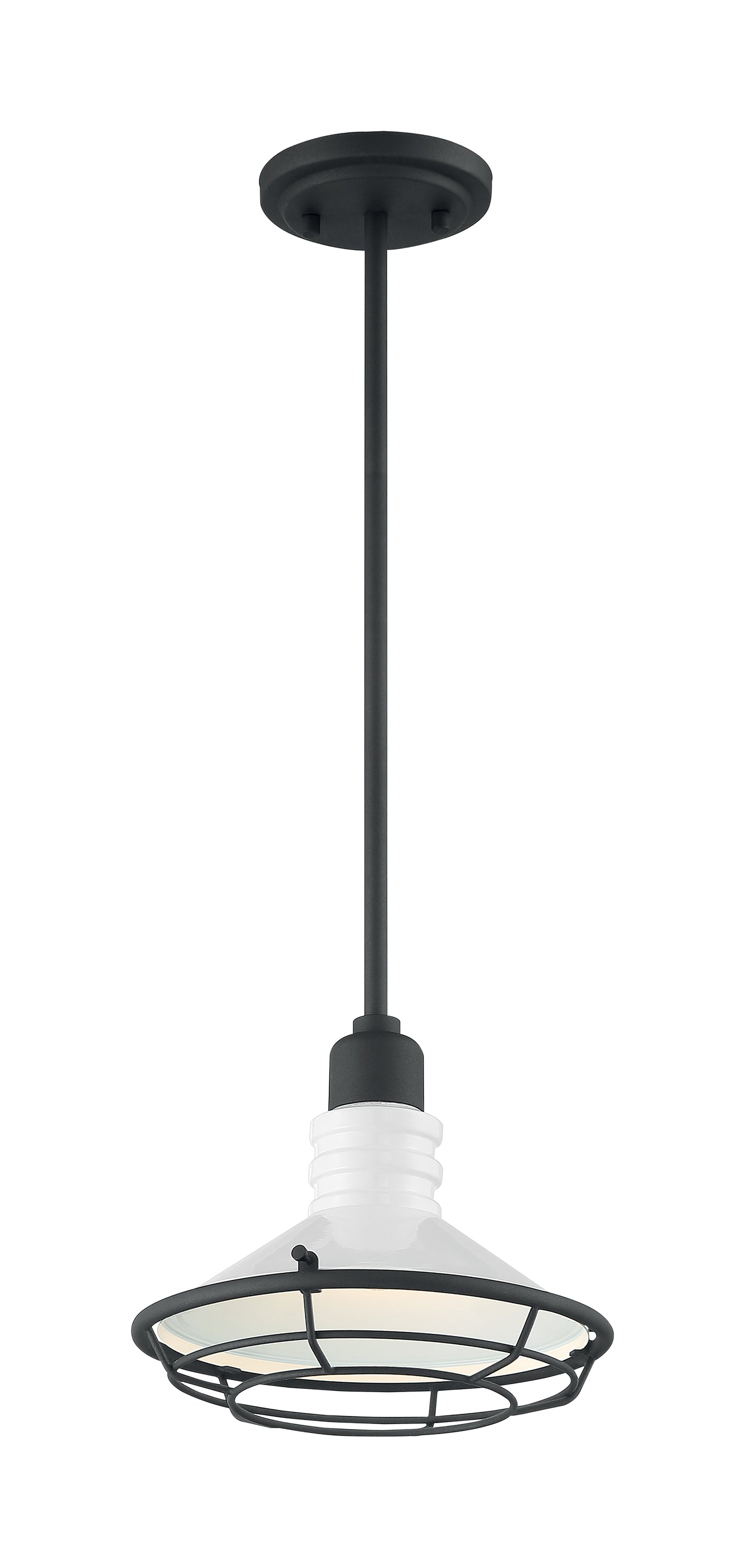 Blue Harbor - 1 Light Small Pendant with Gloss White - Black Accents Finish