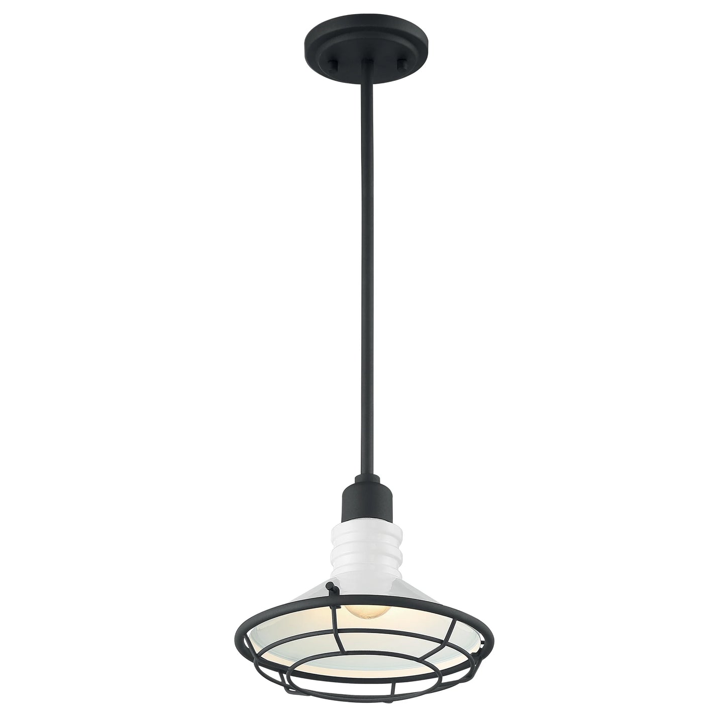 Blue Harbor - 1 Light Small Pendant with Gloss White - Black Accents Finish