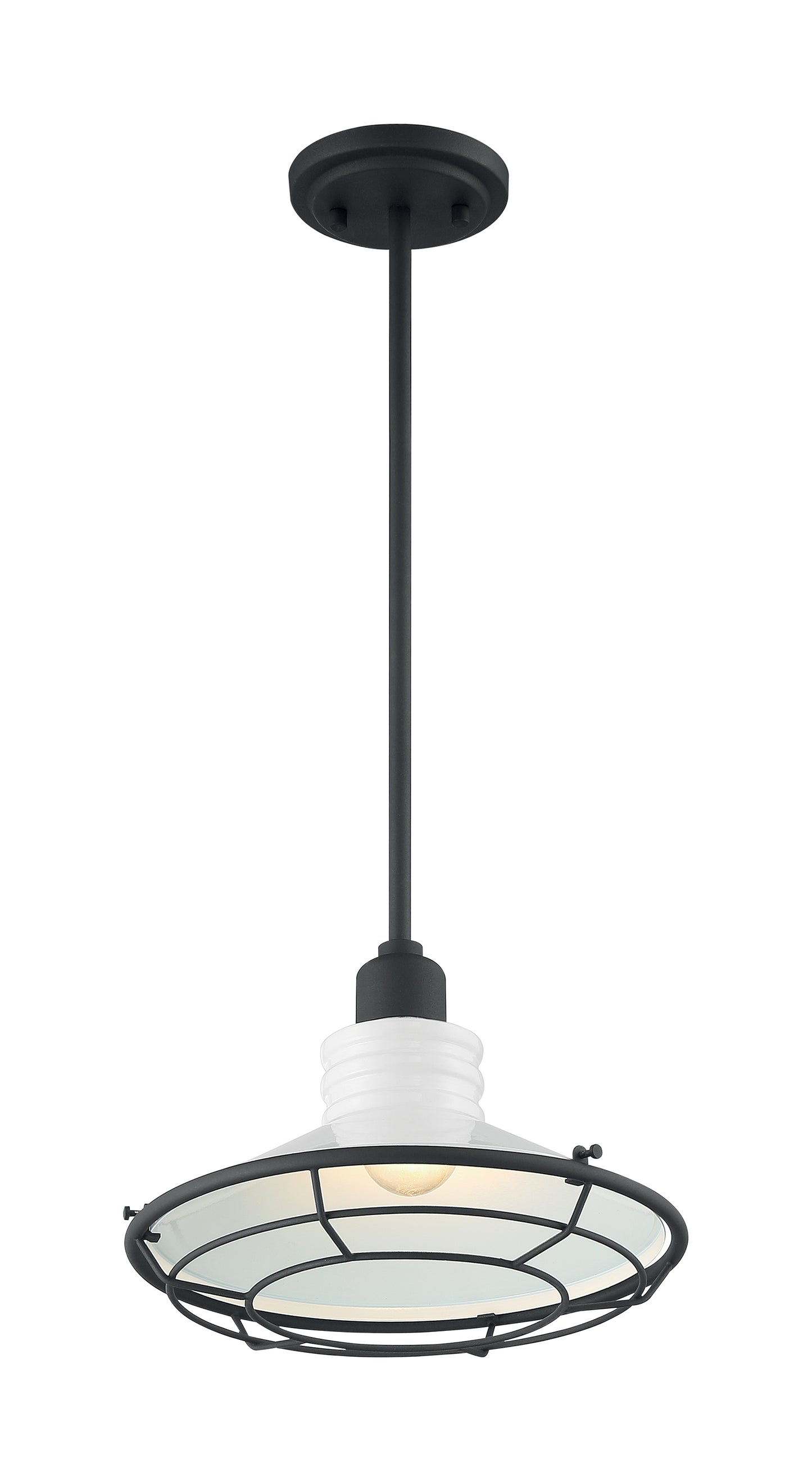 Blue Harbor - 1 Light Large Pendant with Gloss White - Black Accents Finish