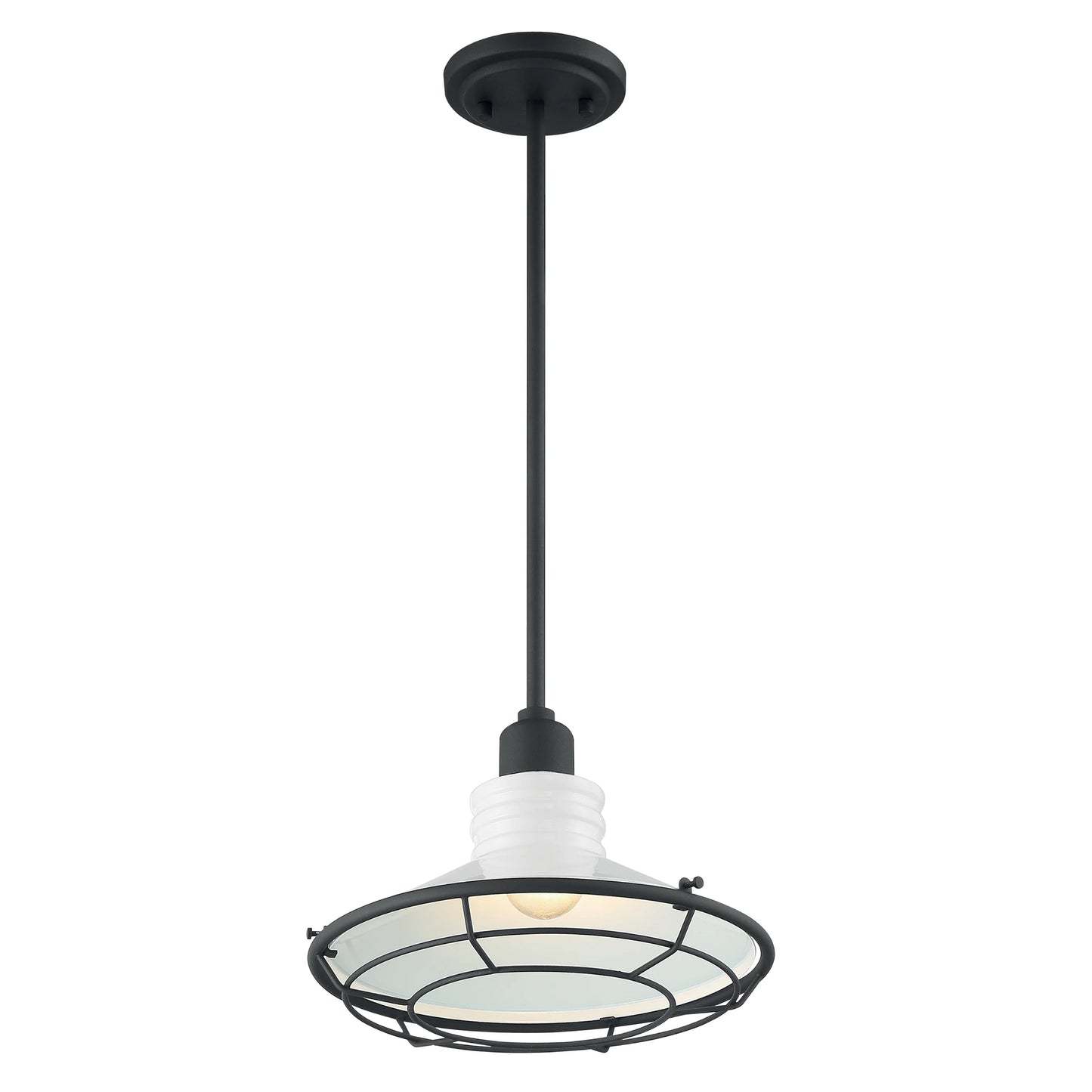 Blue Harbor - 1 Light Large Pendant with Gloss White - Black Accents Finish