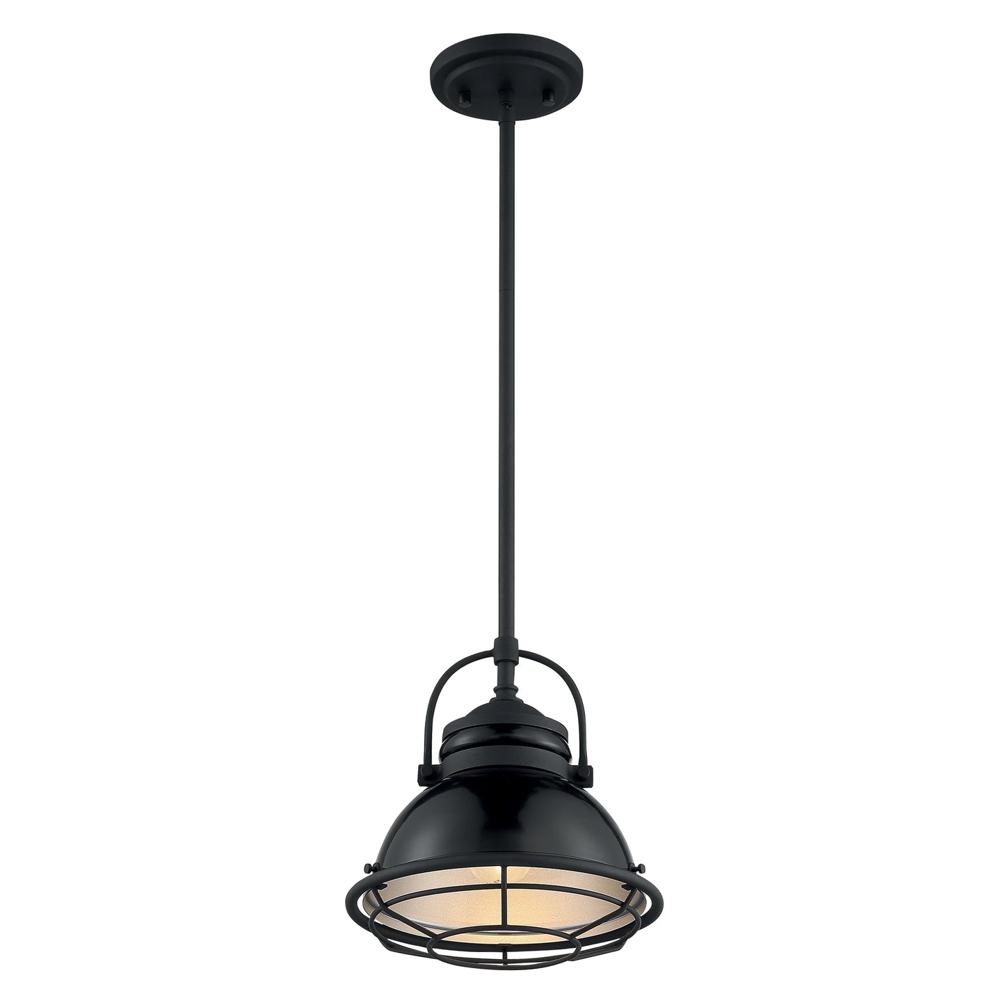 Upton - 1 Light Small Pendant with Black and Silver - Black Accents Finish