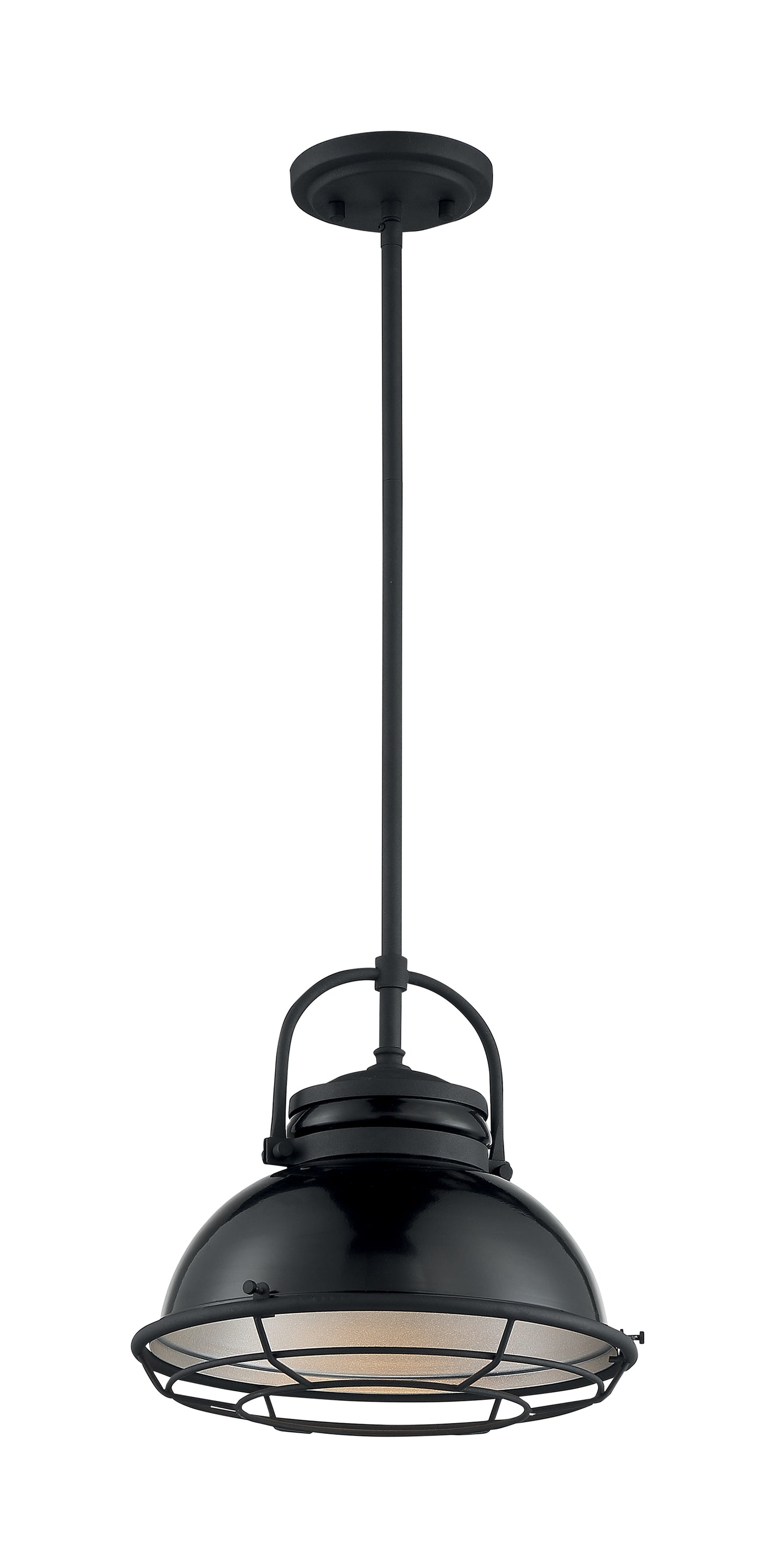 Upton - 1 Light Large Pendant with Black and Silver - Black Accents Finish