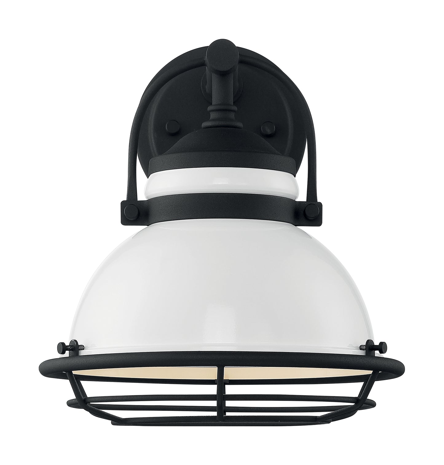 Upton - 1 Light Small Outdoor Wall Sconce with Gloss White - Textured Black Finish