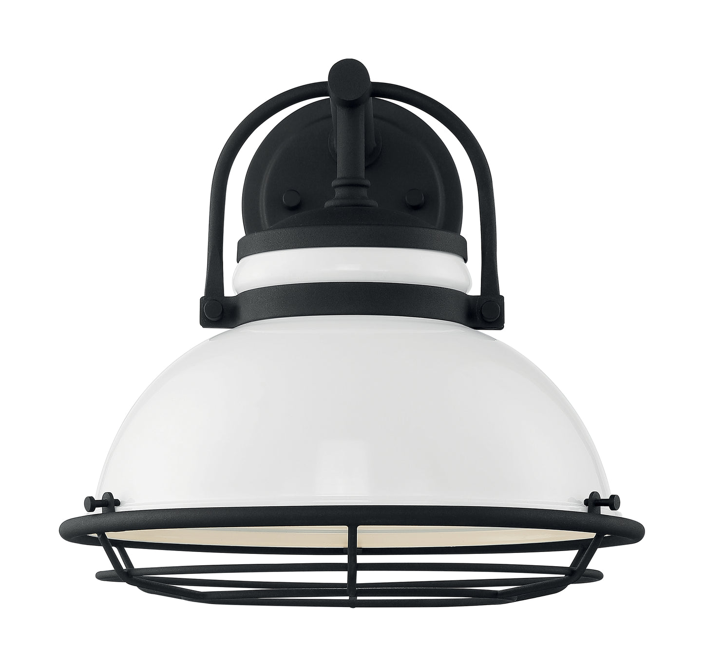 Upton - 1 Light Large Outdoor Wall Sconce with Gloss White - Textured Black Finish