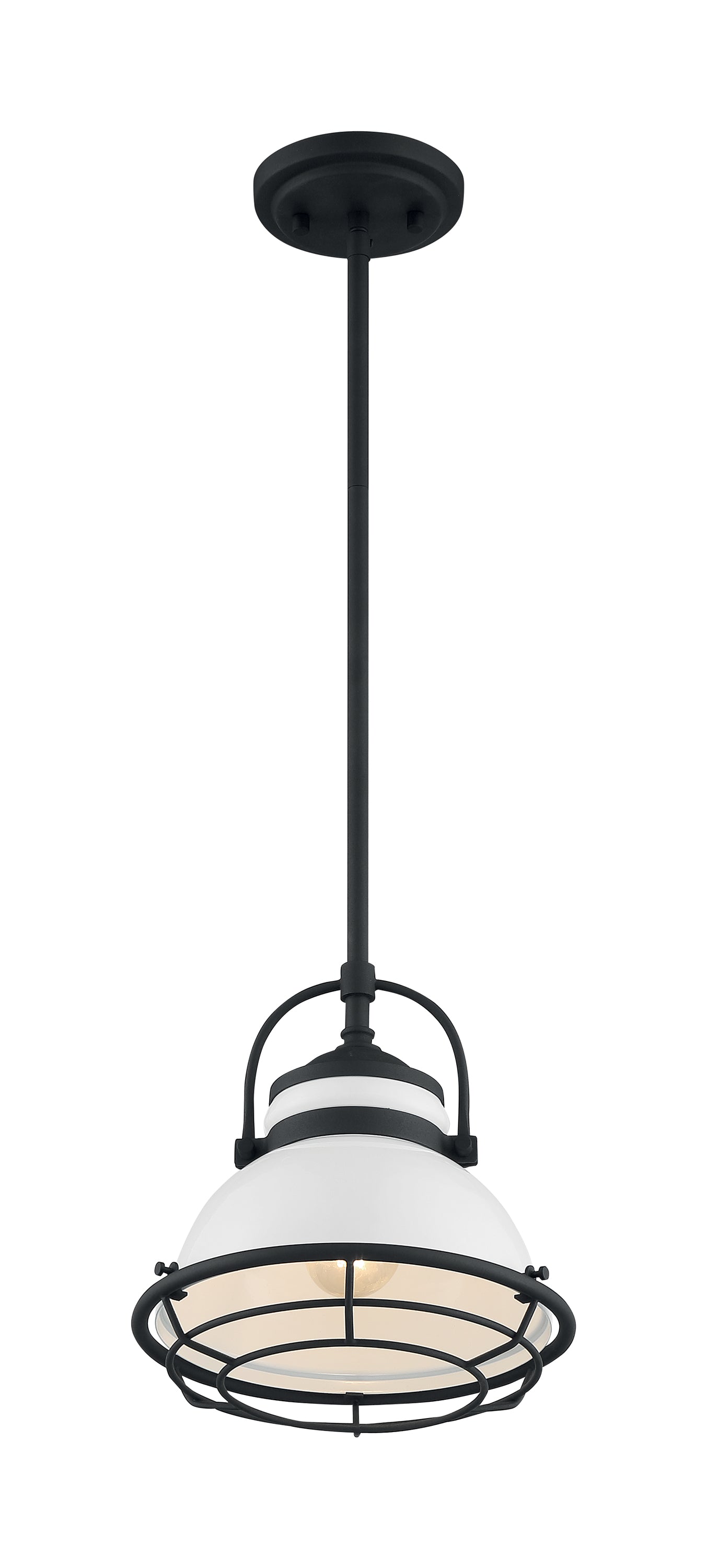 Upton - 1 Light Pendant with Gloss White - Black Accents Finish