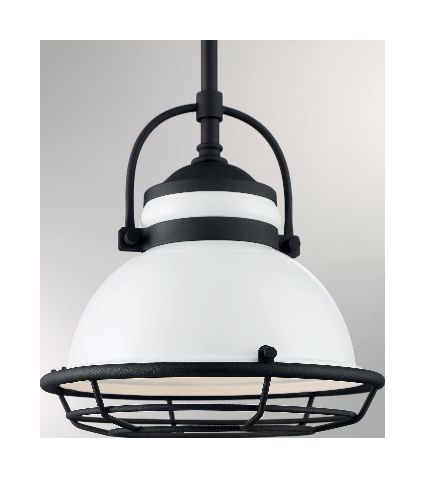 Upton - 1 Light Pendant with Gloss White - Black Accents Finish