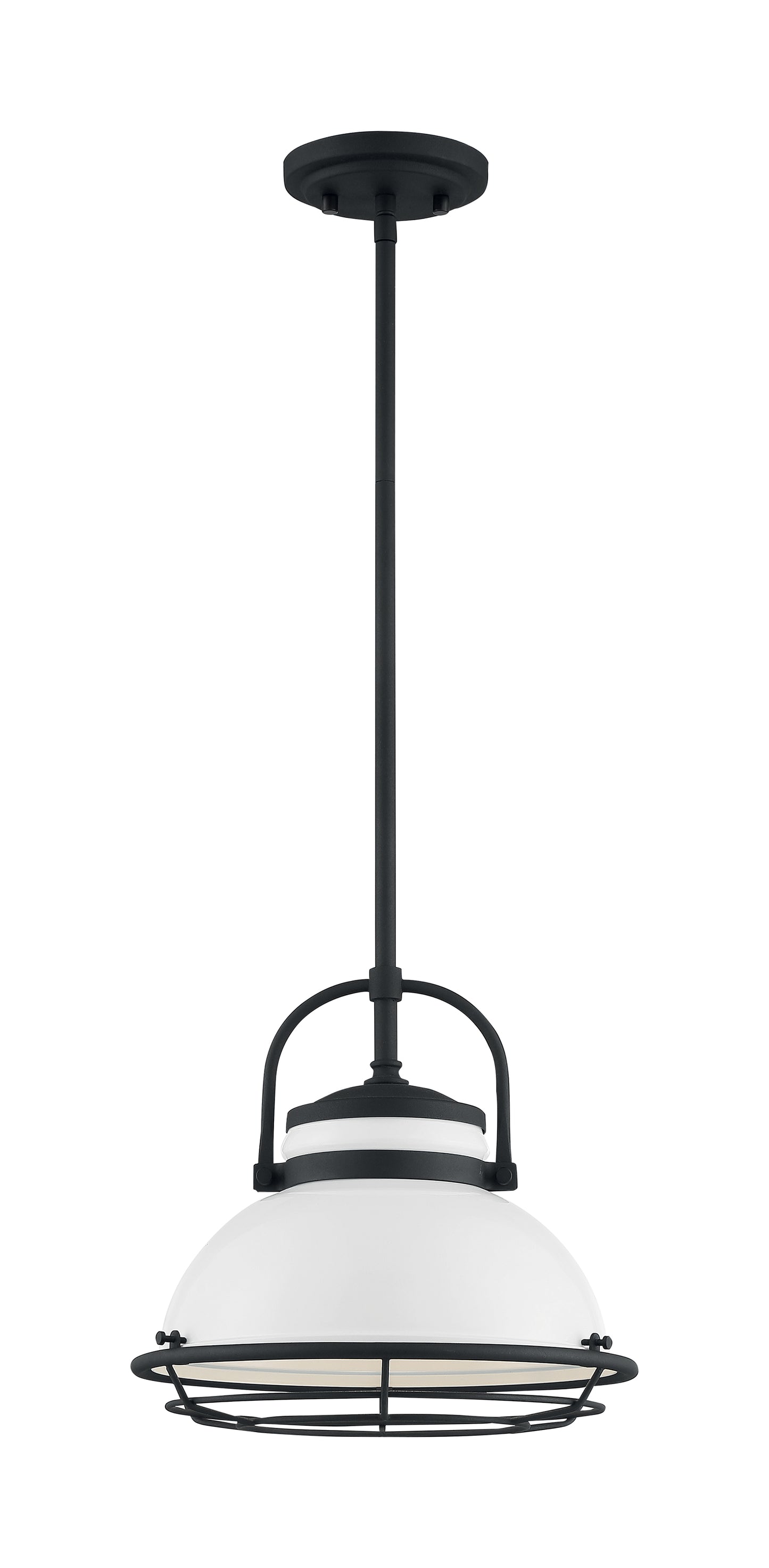 Upton - 1 Light Large Pendant with Gloss White - Black Accents Finish
