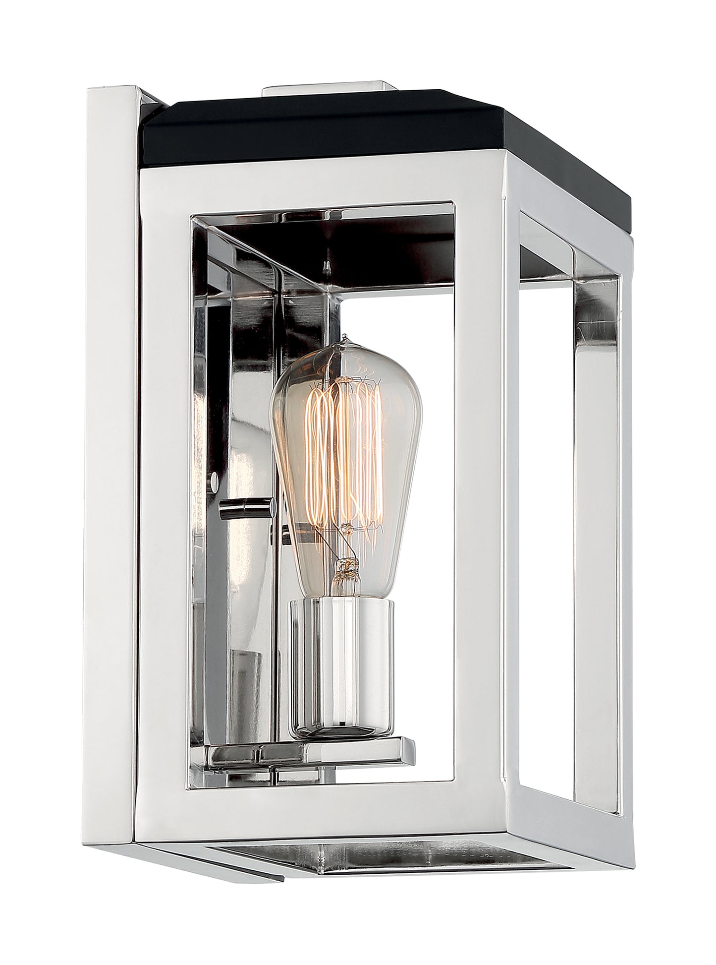 Cakewalk - 1 Light Sconce with Polished Nickel and Black Accents Finish