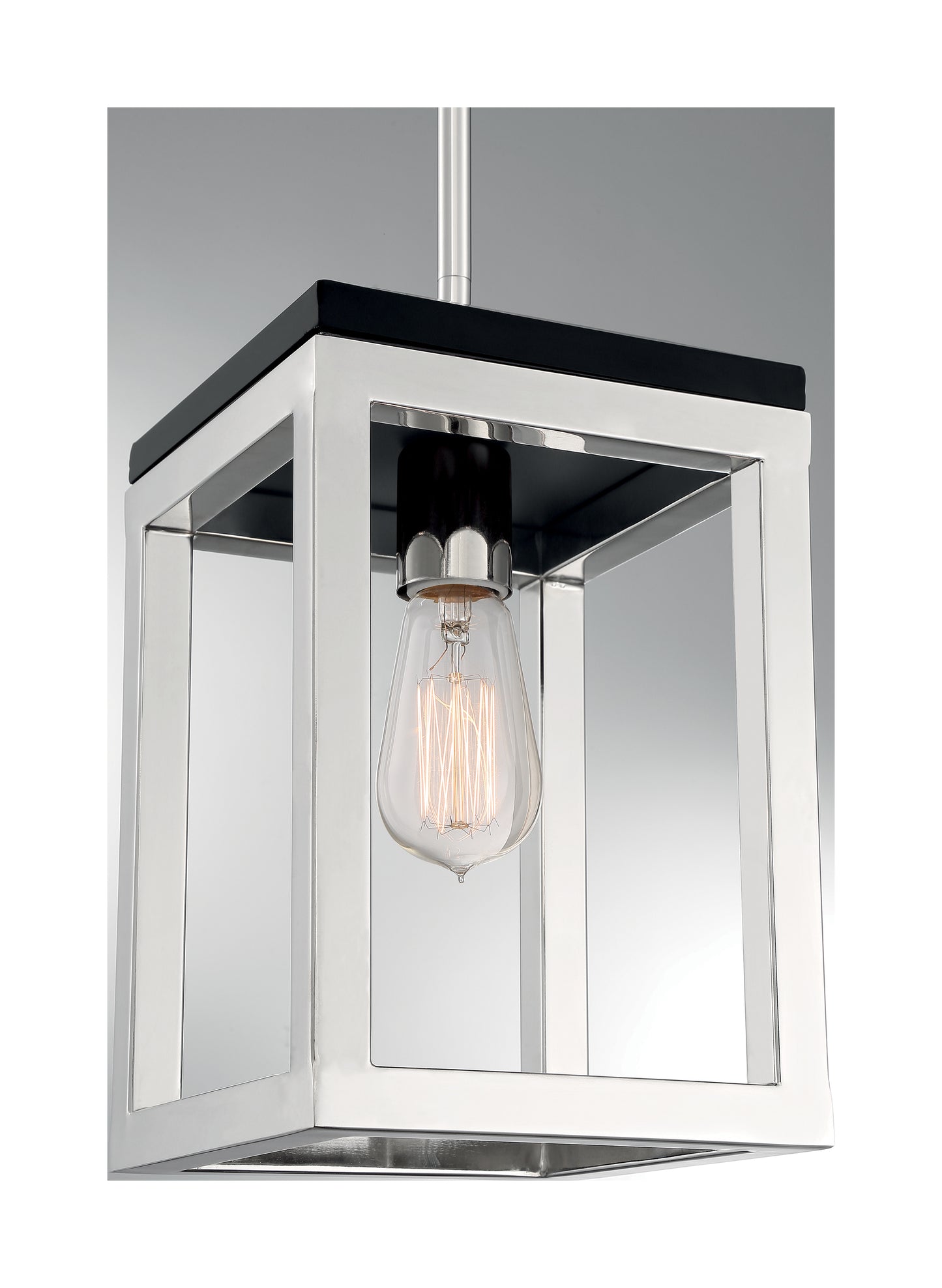 Cakewalk - 1 Light Pendant with Polished Nickel and Black Accents Finish