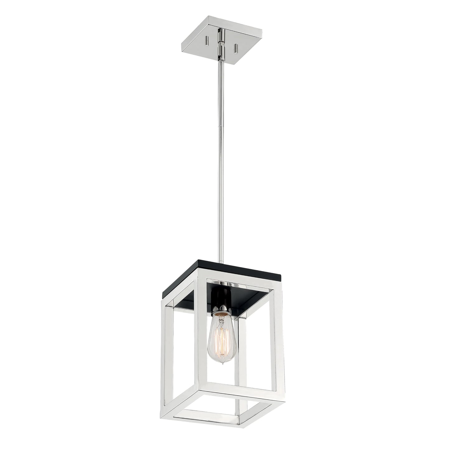 Cakewalk - 1 Light Pendant with Polished Nickel and Black Accents Finish