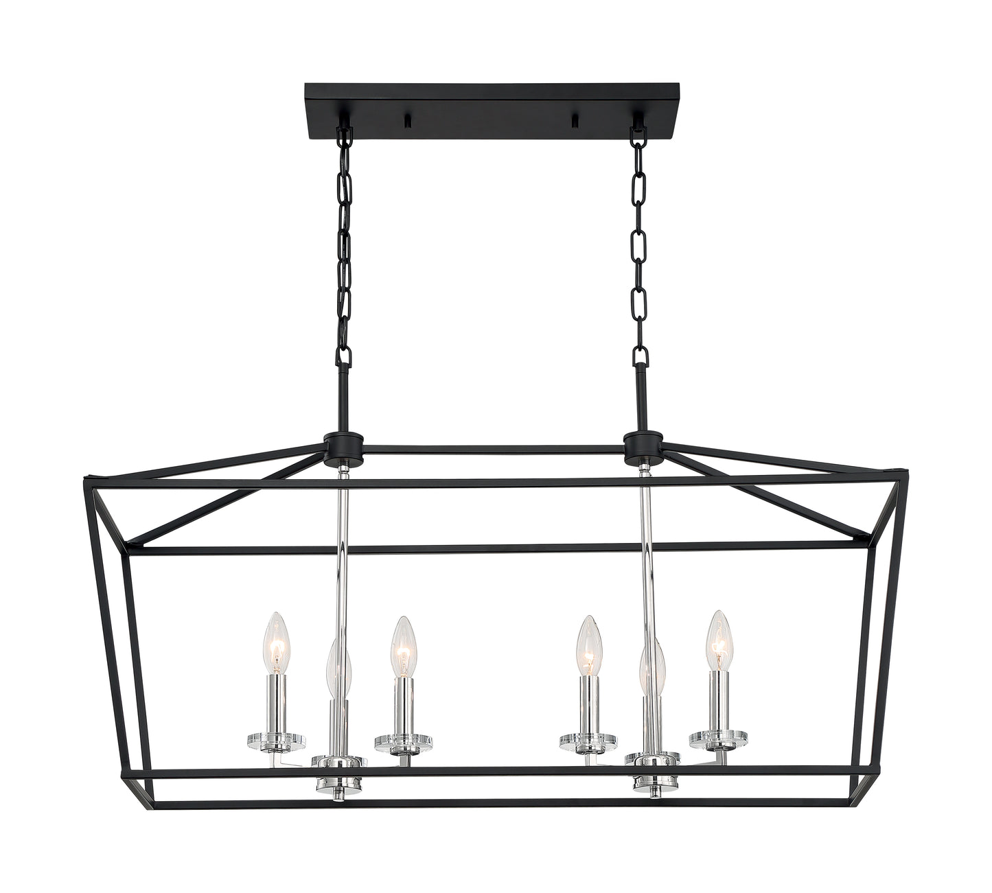 Storyteller - 6 Light Island Pendant with- Matte Black and Polished Nickel Accents Finish