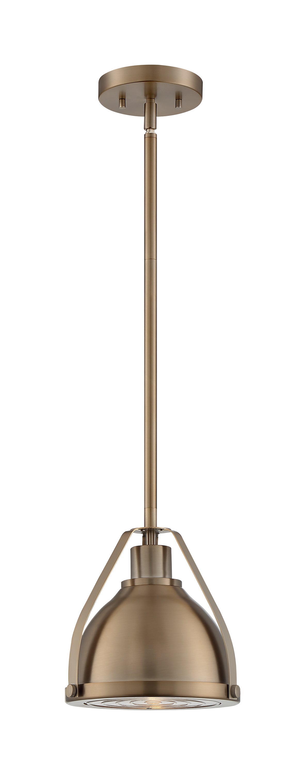 Barbett - 1 Light Small Pendant with Fresnel Glass - Burnished Brass Finish