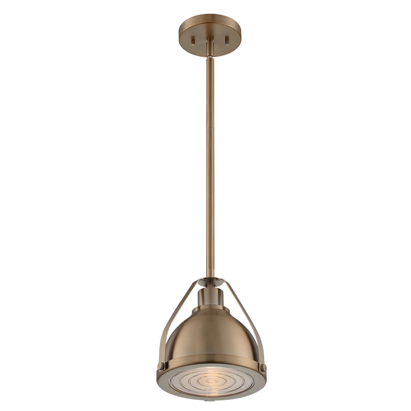 Barbett - 1 Light Small Pendant with Fresnel Glass - Burnished Brass Finish