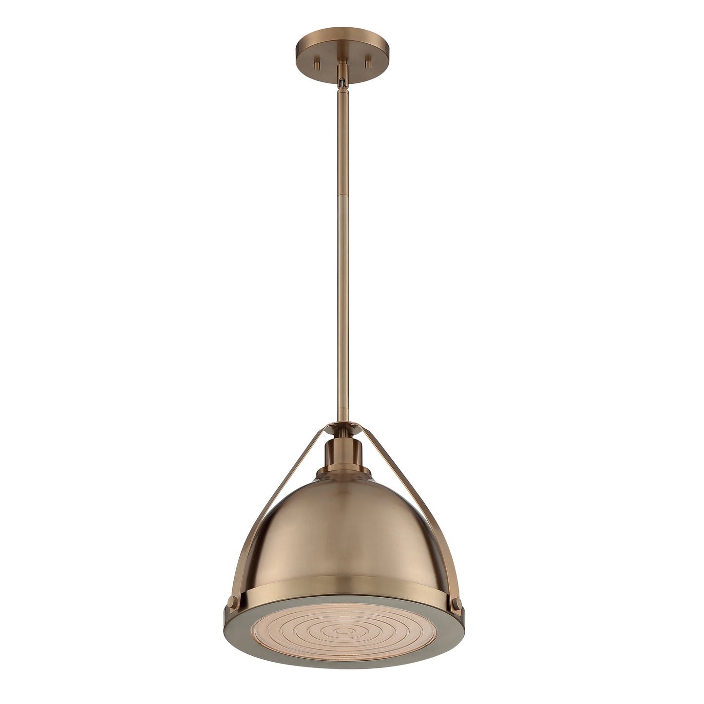 Barbett - 1 Light Medium Pendant with Fresnel Glass - Burnished Brass Finish