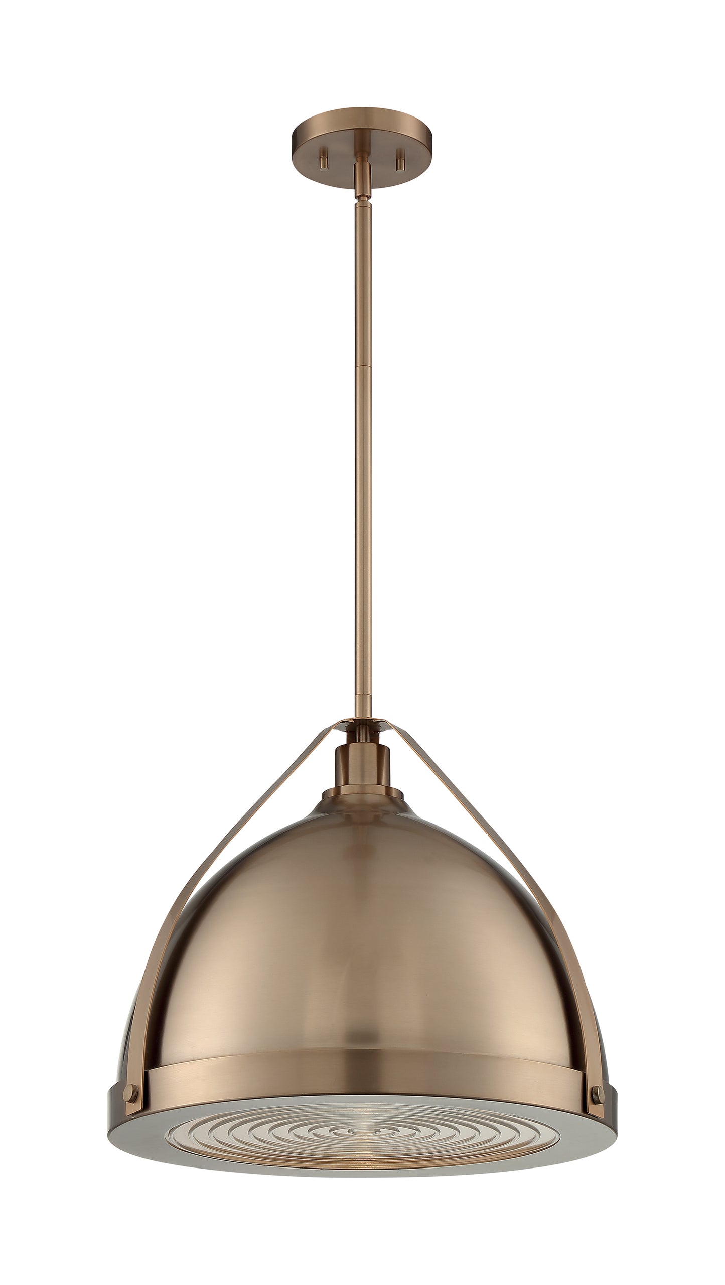 Barbett - 1 Light Large Pendant with Fresnel Glass - Burnished Brass Finish
