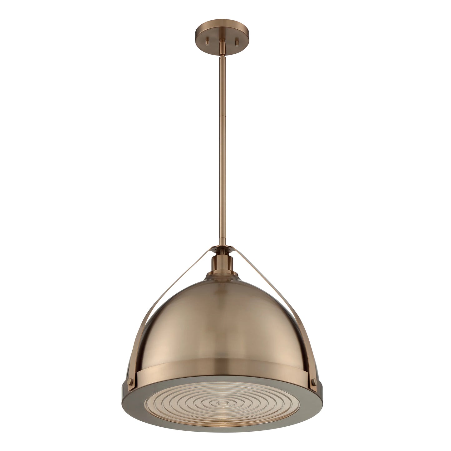 Barbett - 1 Light Large Pendant with Fresnel Glass - Burnished Brass Finish