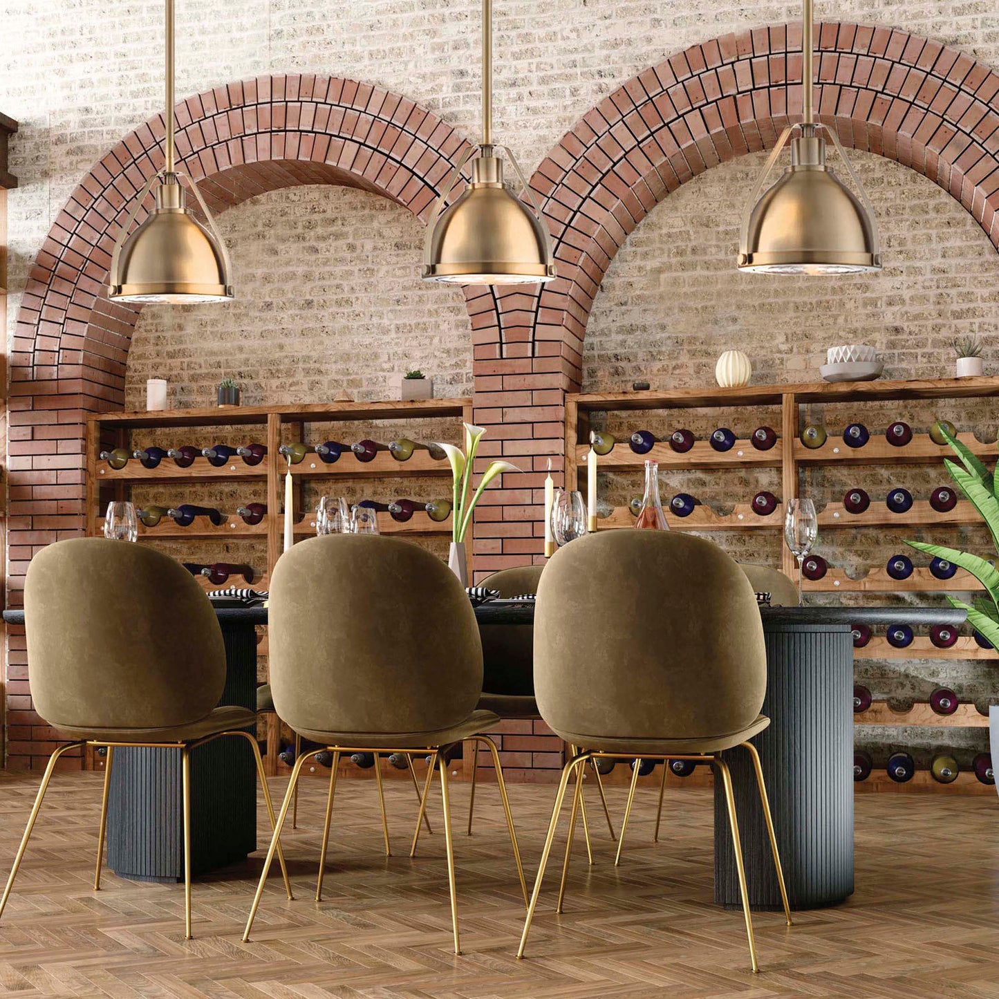 Barbett - 1 Light Large Pendant with Fresnel Glass - Burnished Brass Finish
