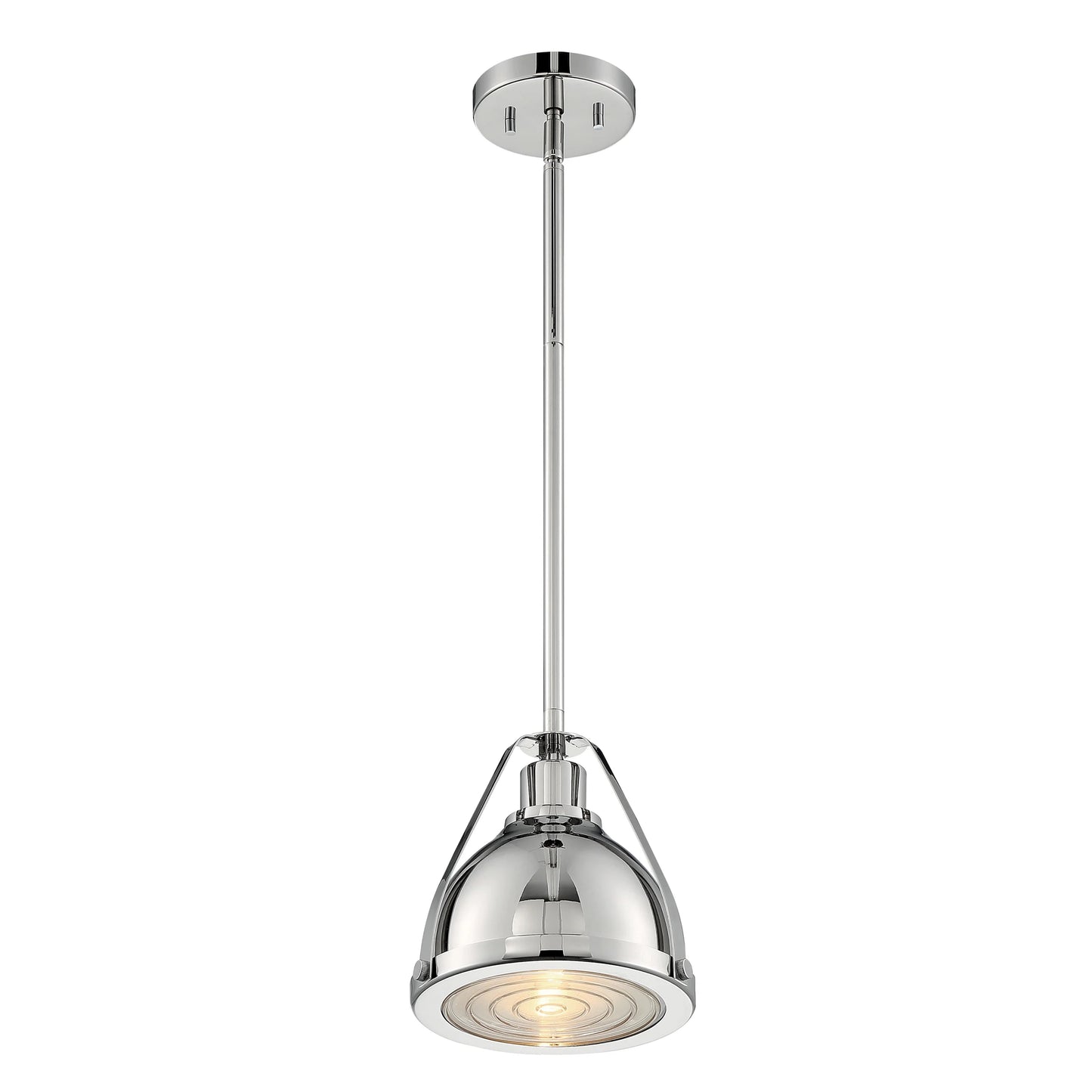 Barbett - 1 Light Small Pendant with Fresnel Glass - Polished Nickel Finish