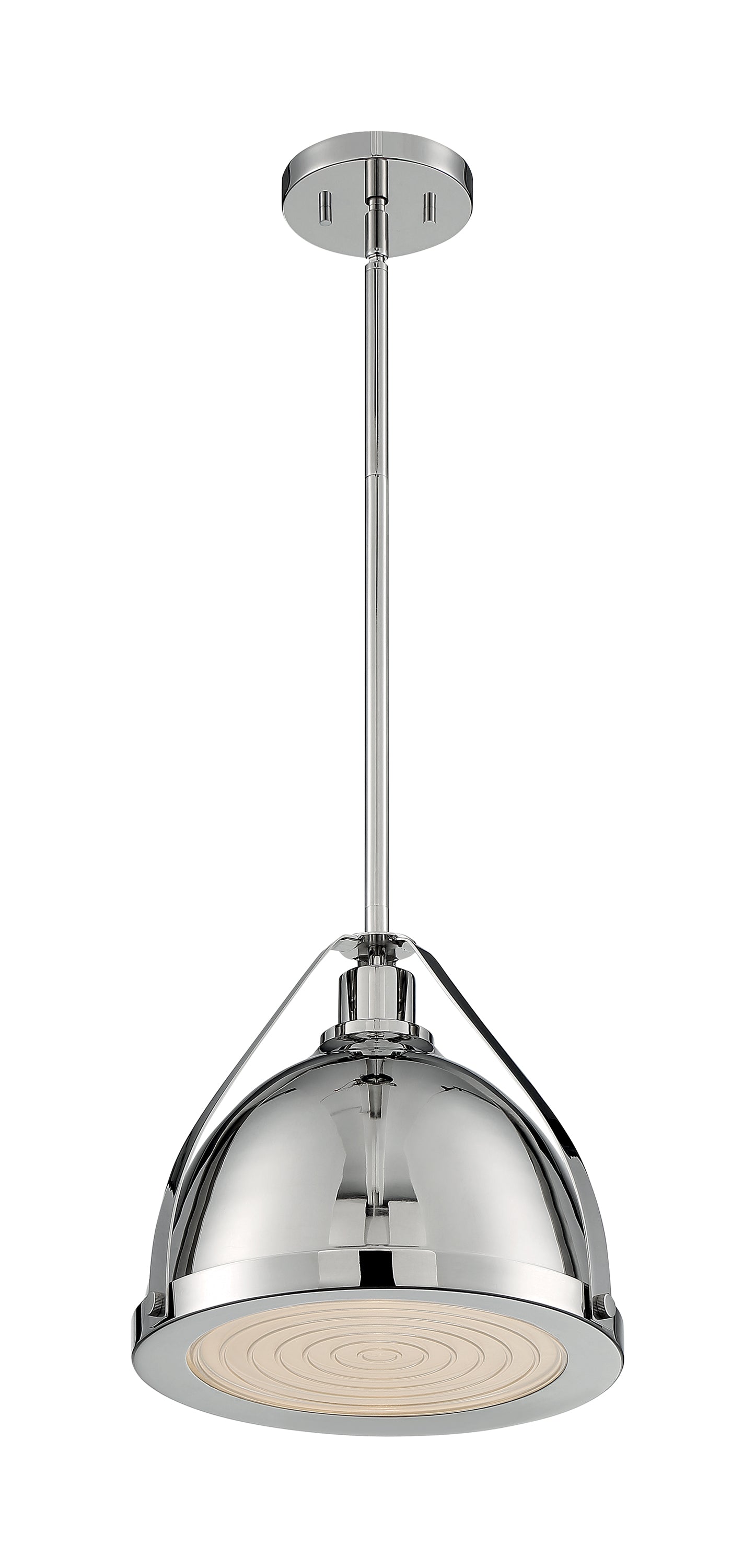 Barbett - 1 Light Medium Pendant with Fresnel Glass - Polished Nickel Finish