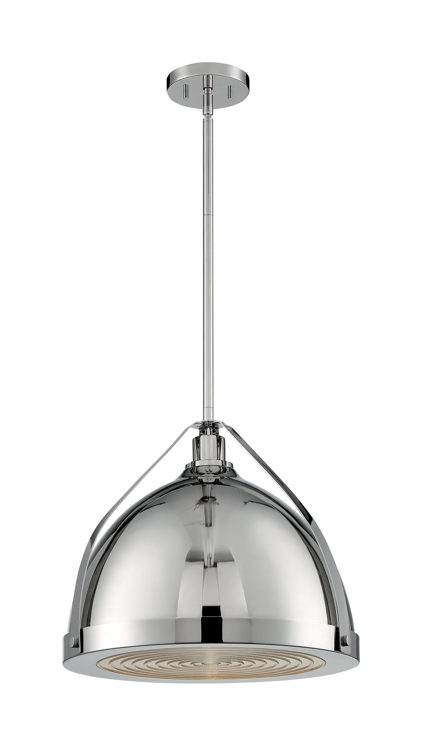 Barbett - 1 Light Large Pendant with Fresnel Glass - Polished Nickel Finish