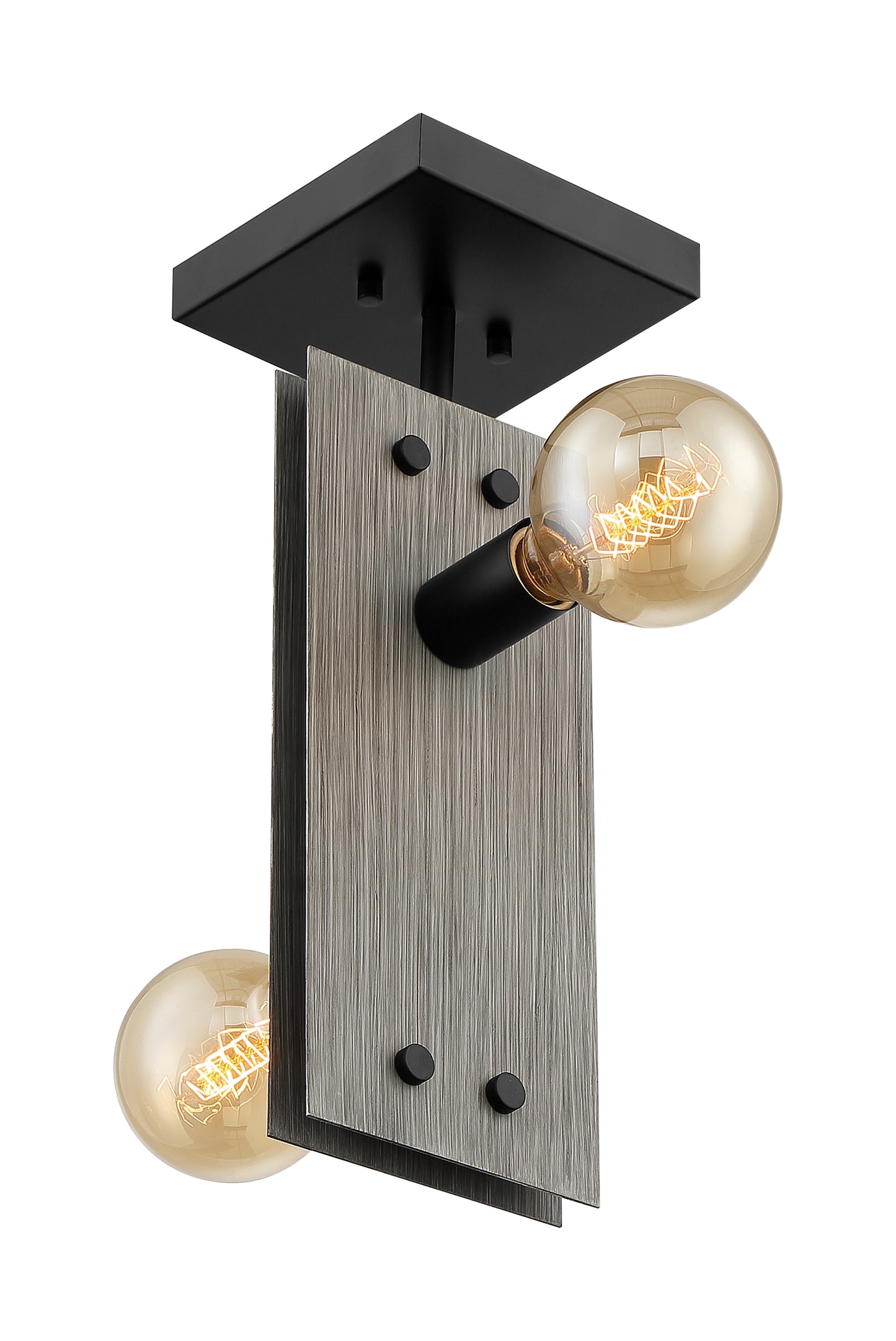 Stella - 2 Light Semi-Flush with Driftwood - Black Accents Finish